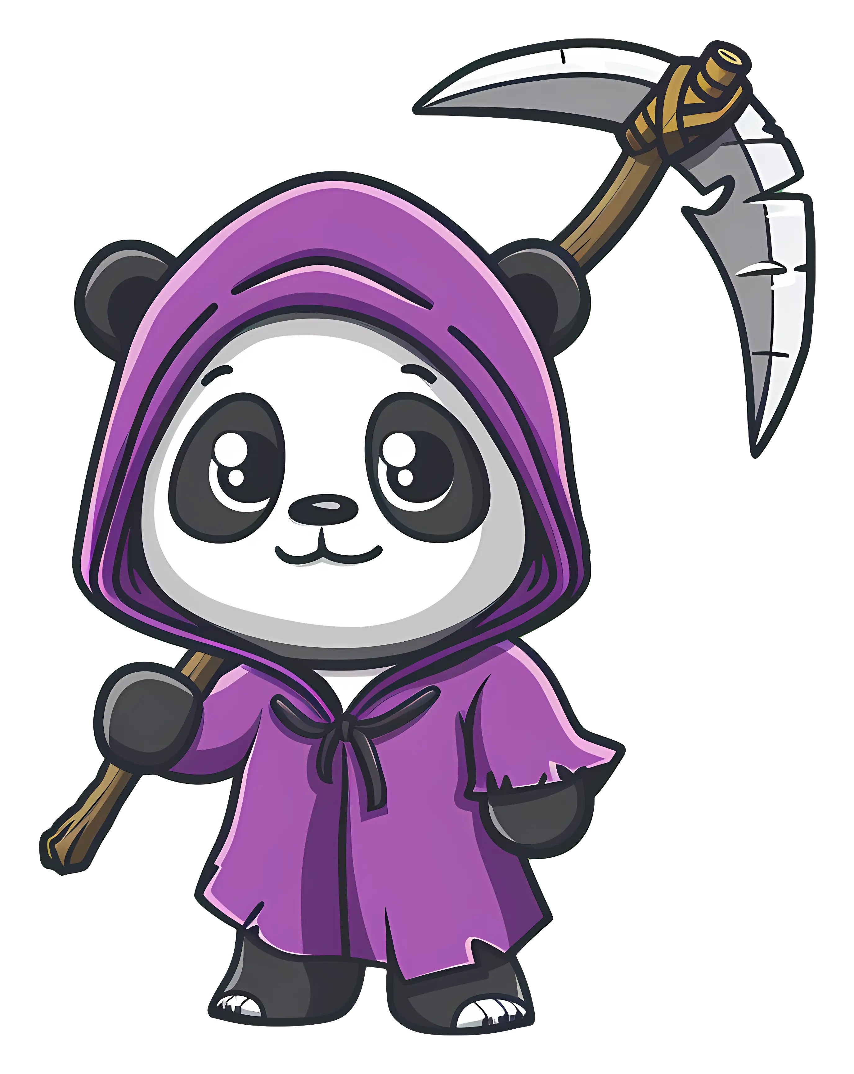 Cute Panda in Grim Reaper Costume Illustration