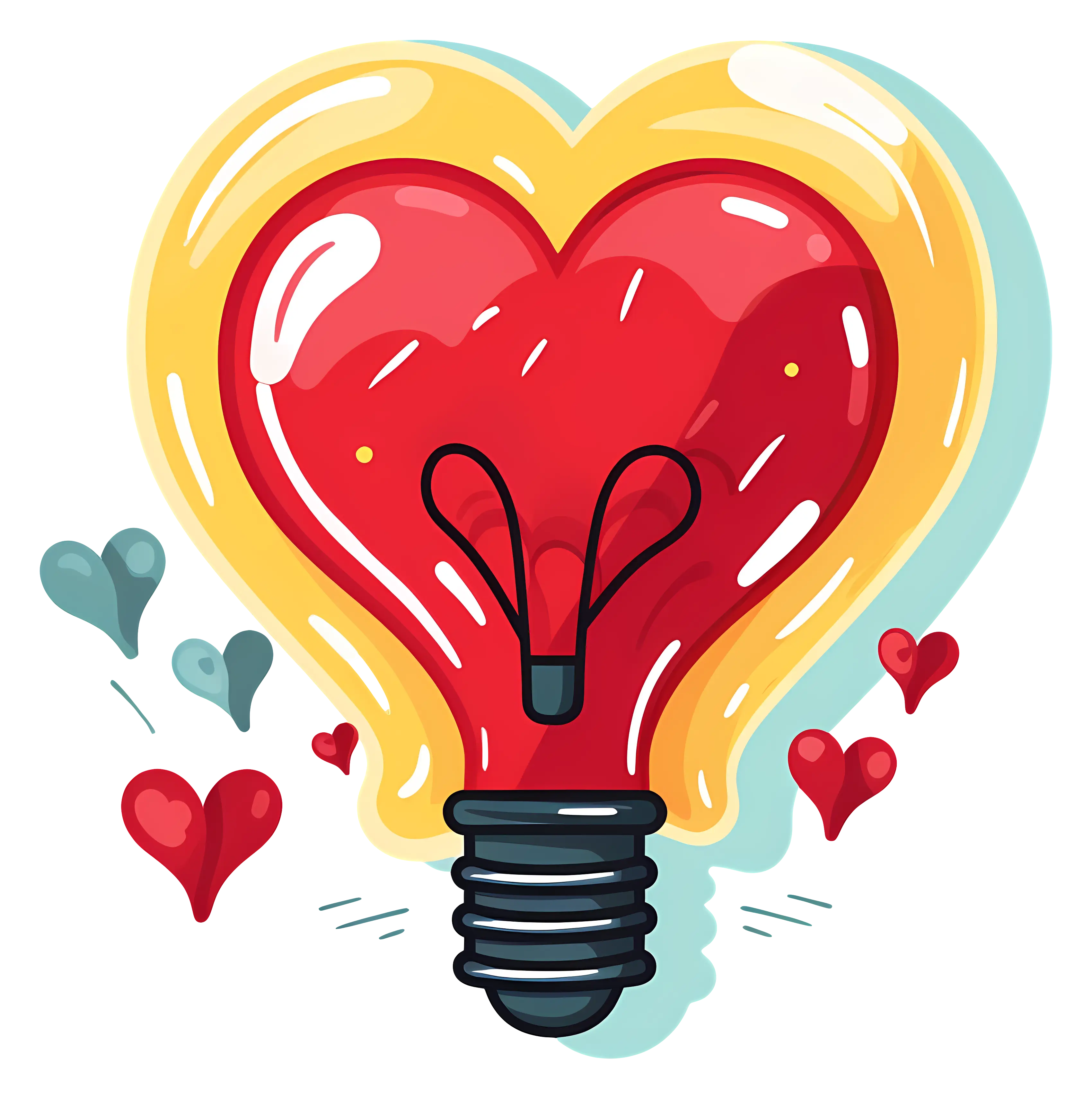 Heart-Shaped Light Bulb Illustration