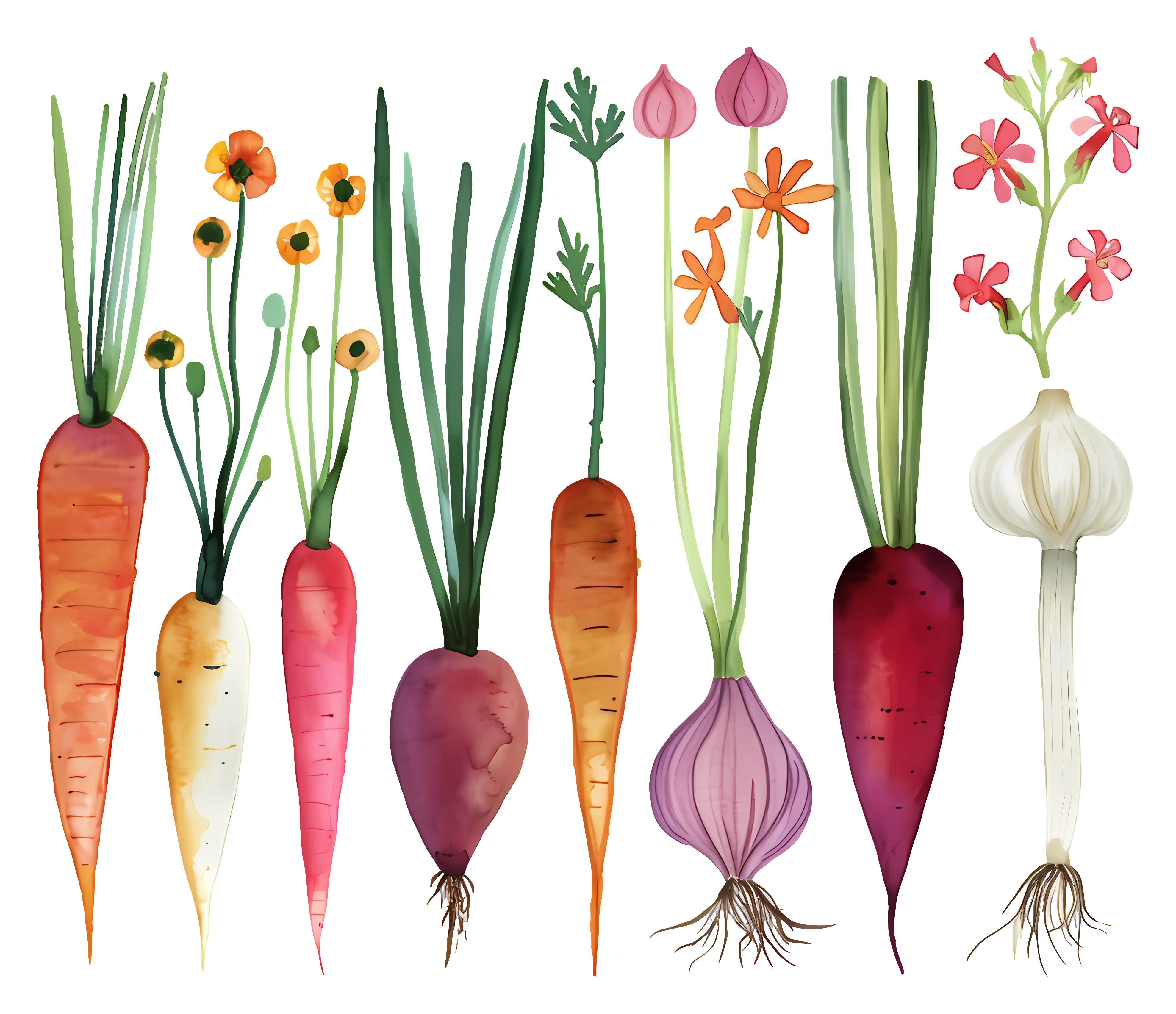 Illustration of Vibrant Root Vegetables