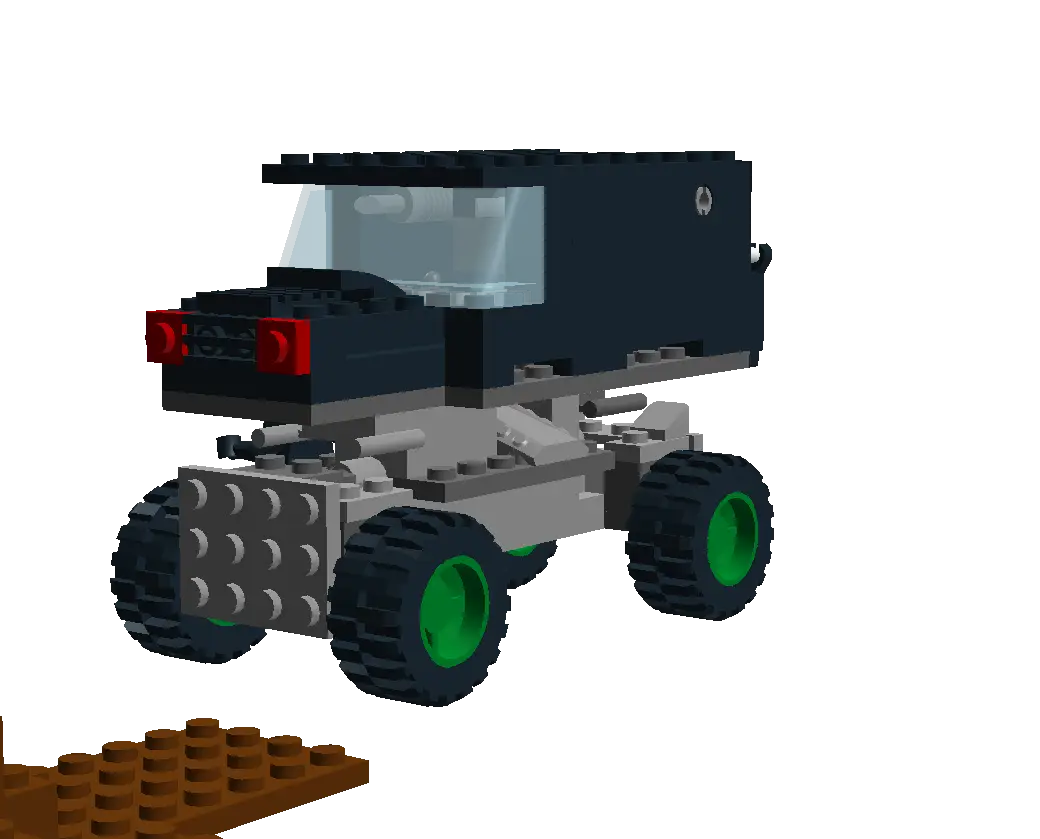 Lego Toy Monster Truck with Green Wheels and Custom Design
