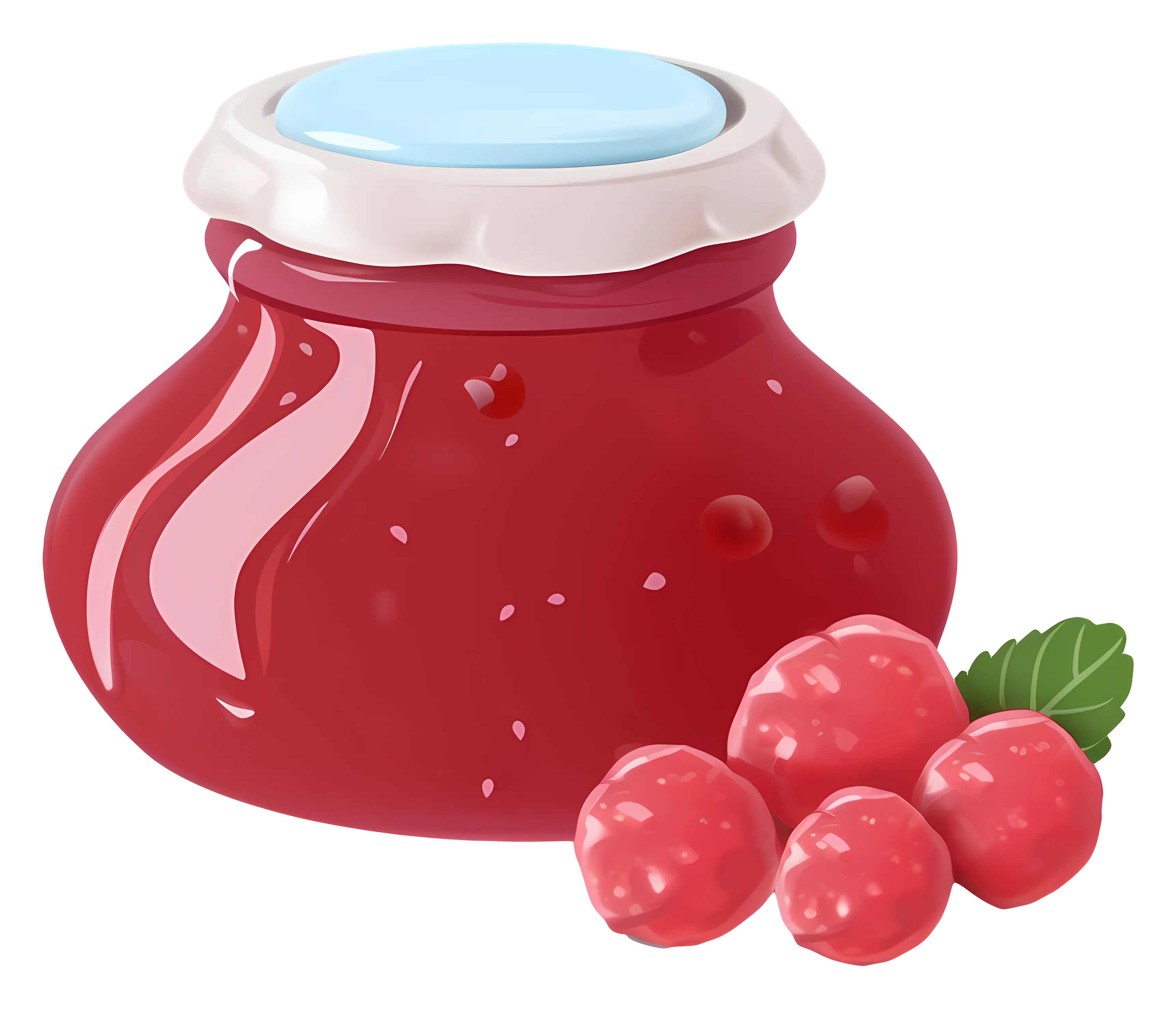 Jar of Red Fruit Jam with Berries Illustration