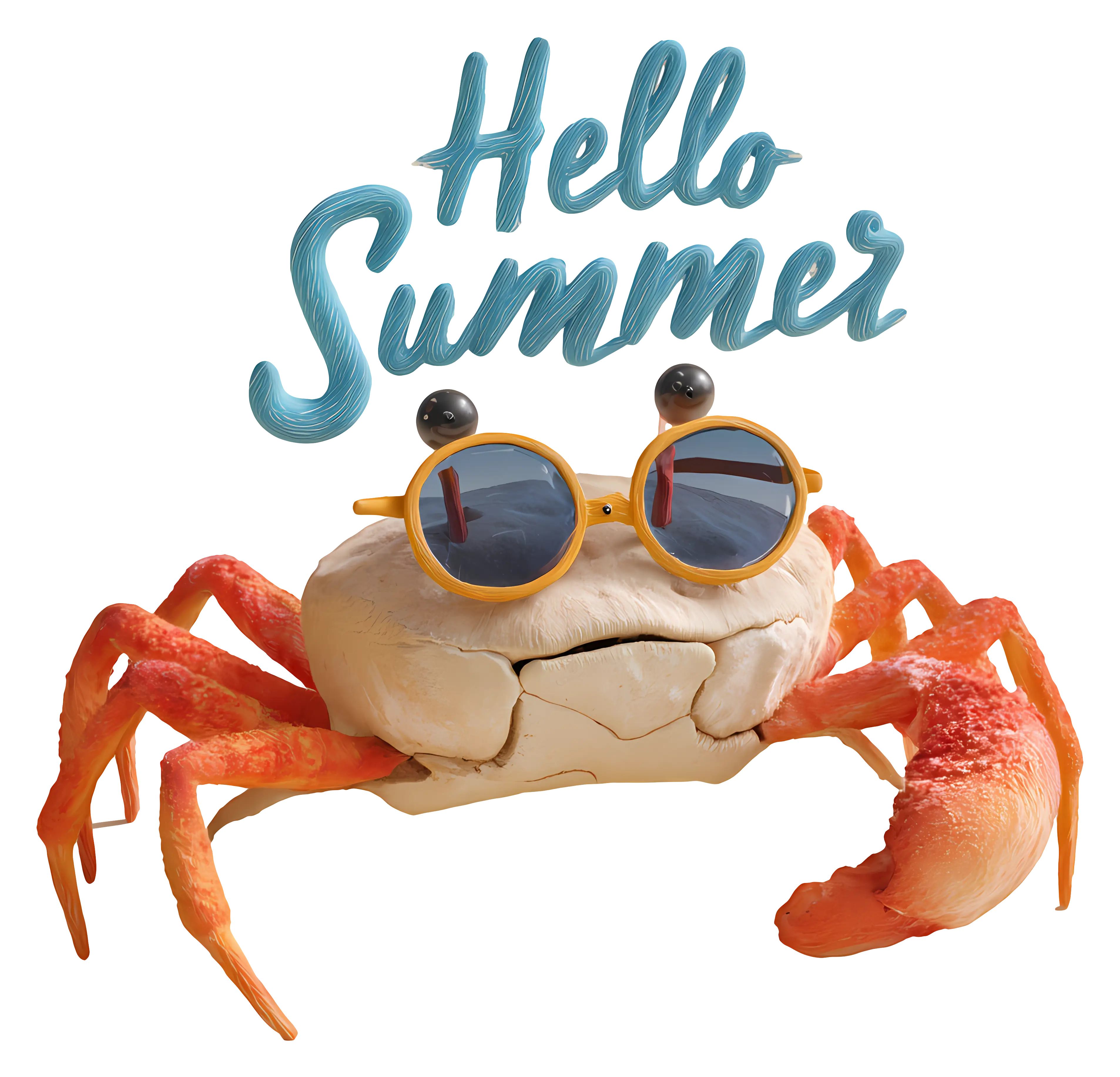 Cool Crab Saying Hello Summer