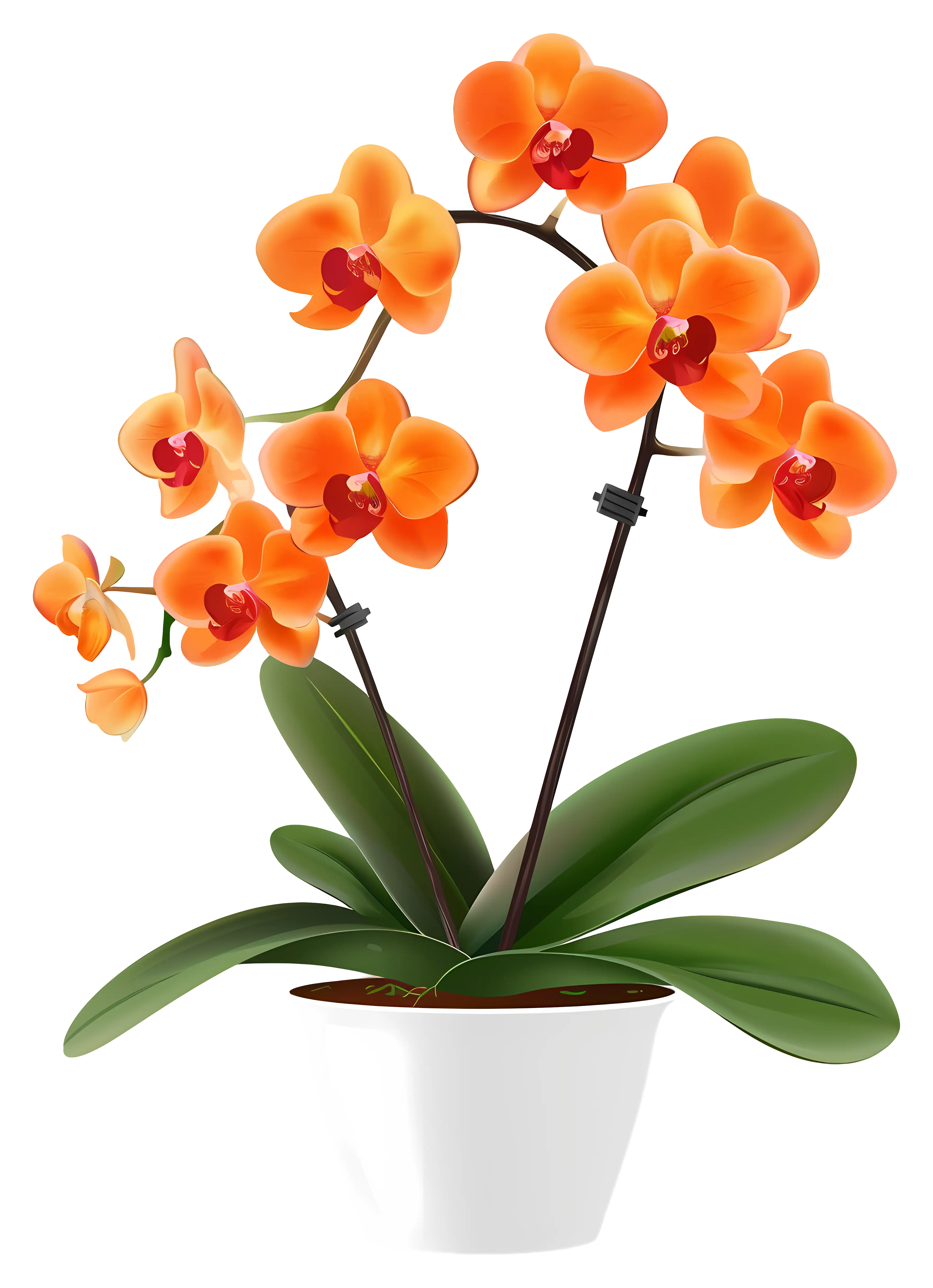 Orange Orchid in Pot