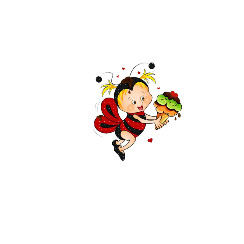 Cute Ladybug Child with Cupcake