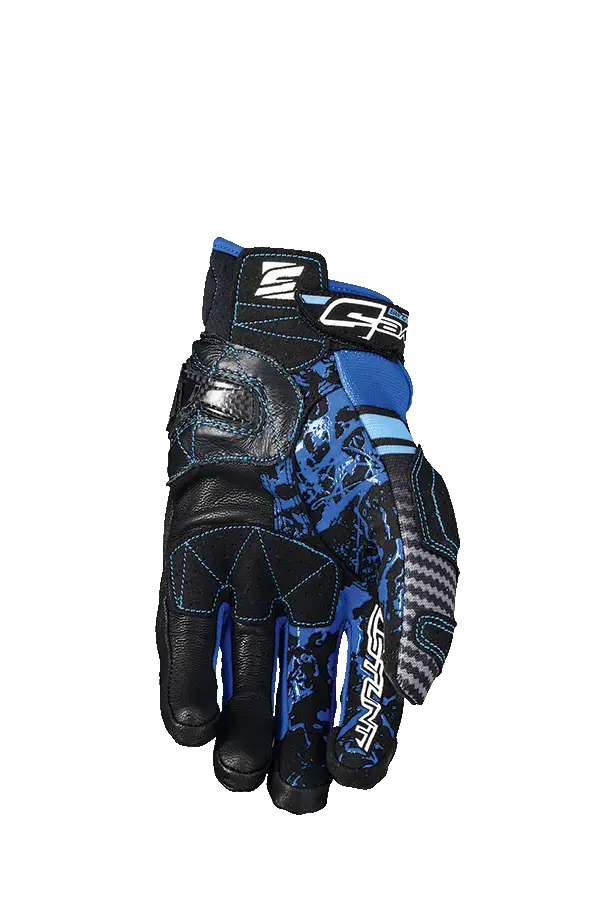 Black and Blue Motorcycle Gloves