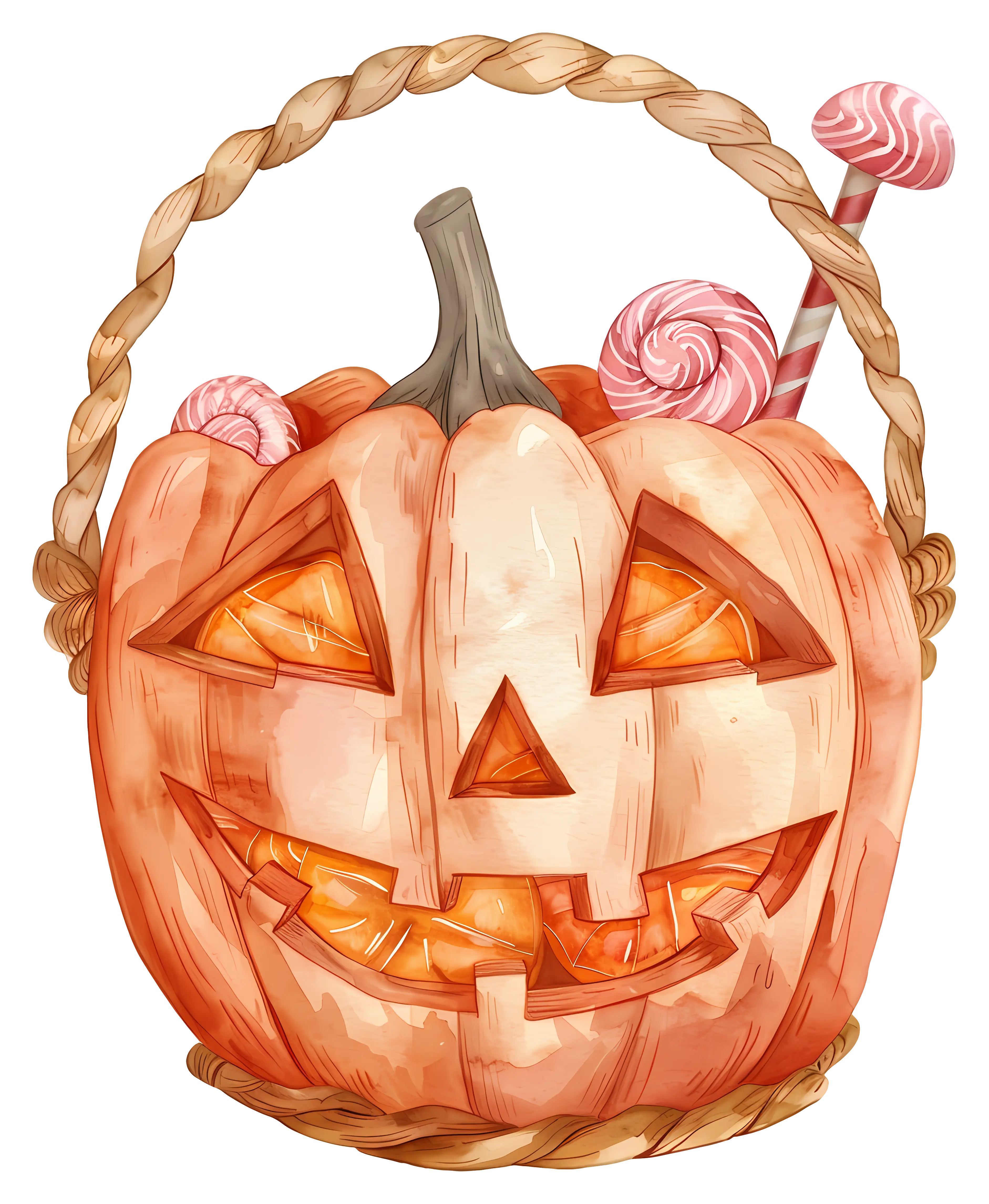 Pumpkin Basket with Candies for Halloween