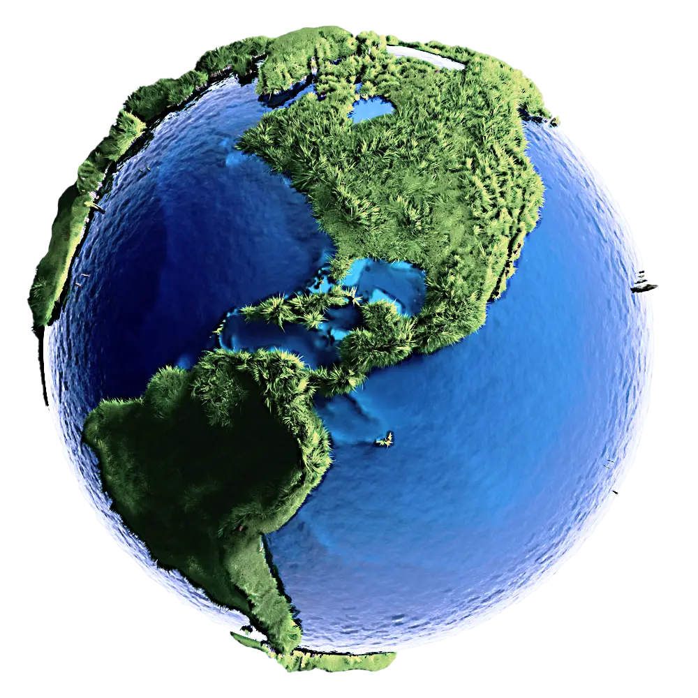 Realistic Globe Showing Continents and Oceans