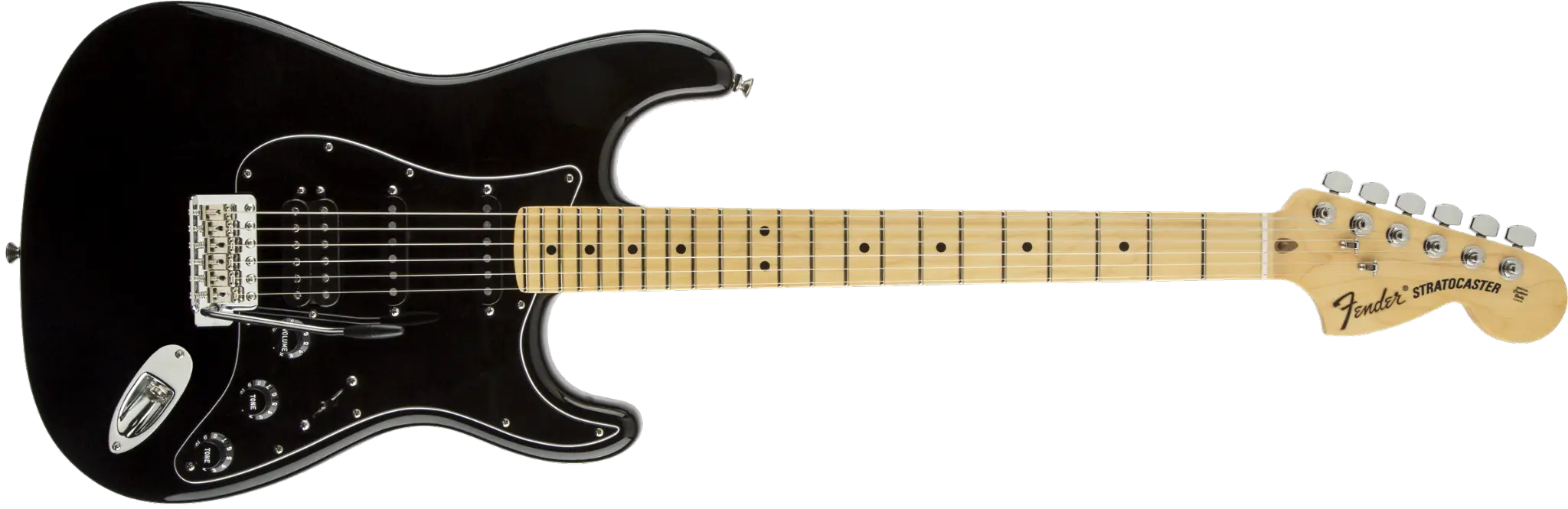Black Electric Guitar with Wooden Neck