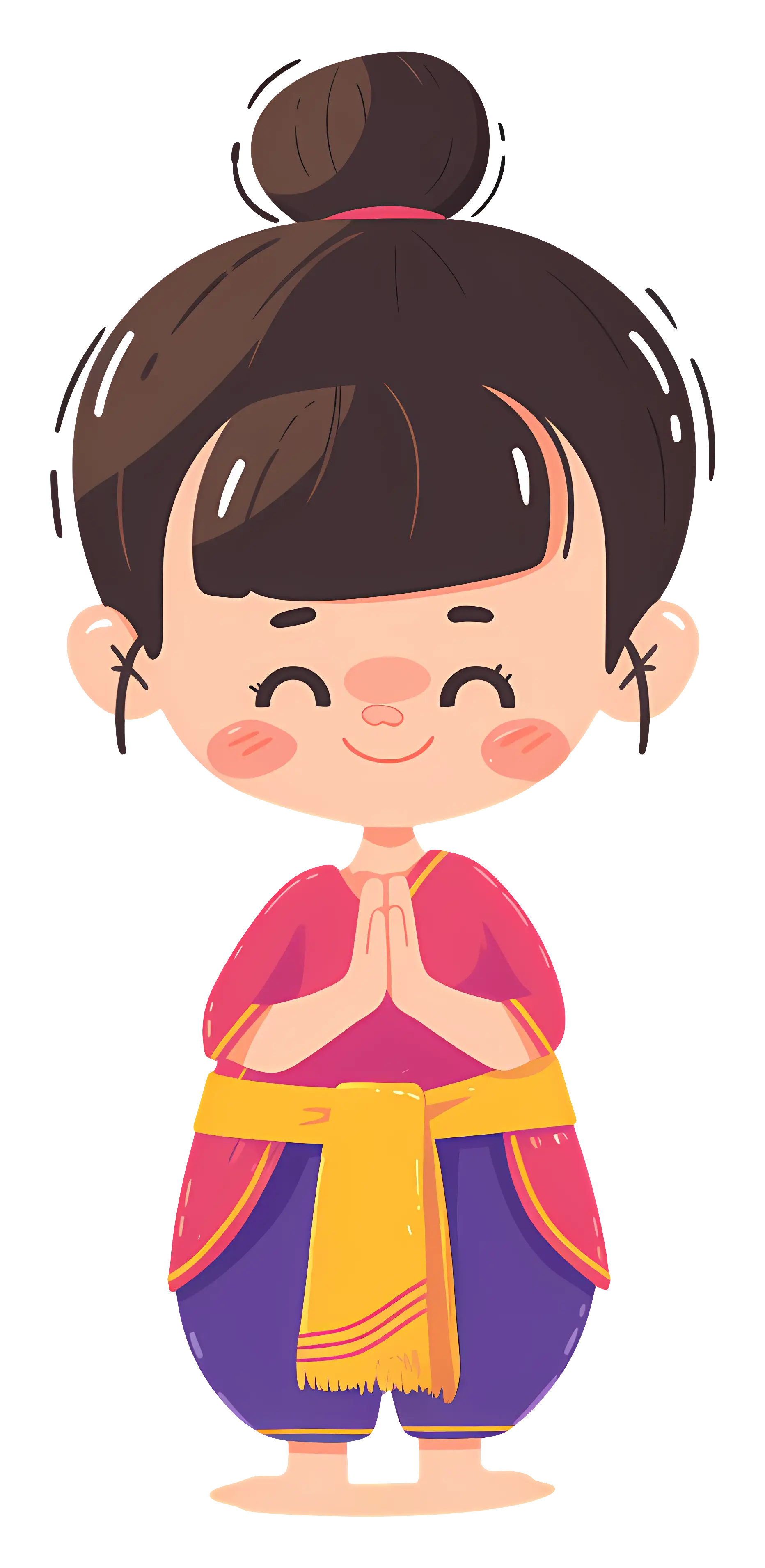 Girl in Traditional Dress with Greeting Pose