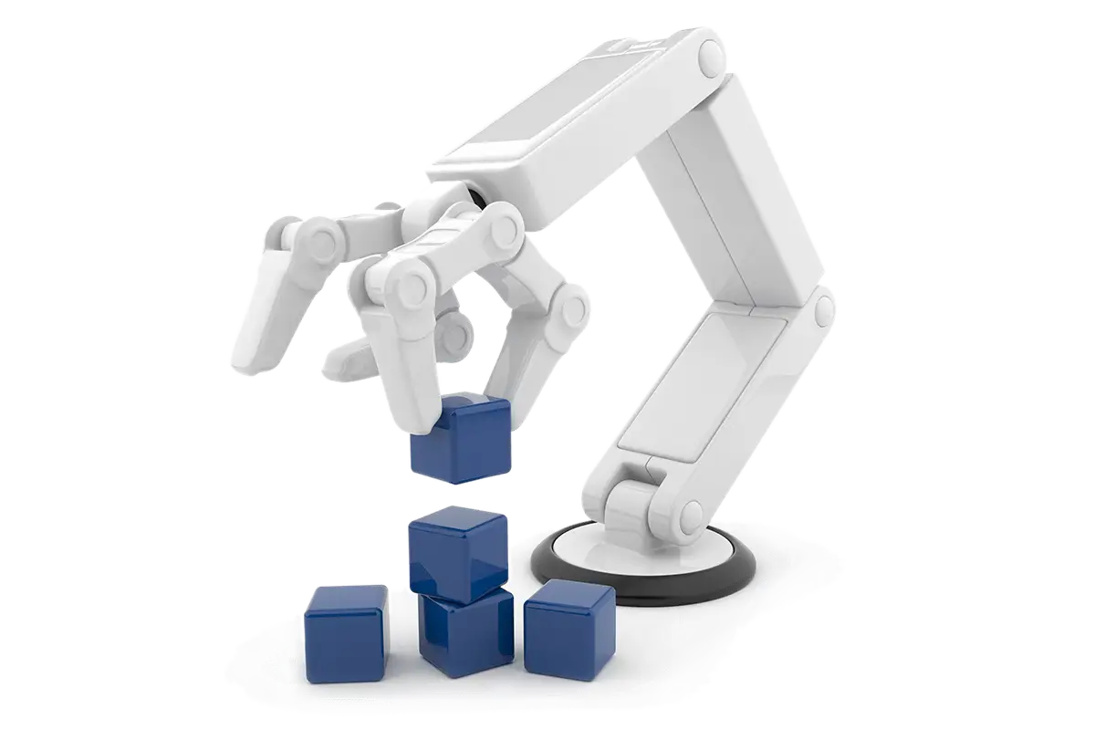 Robotic Arm with Blue Cubes