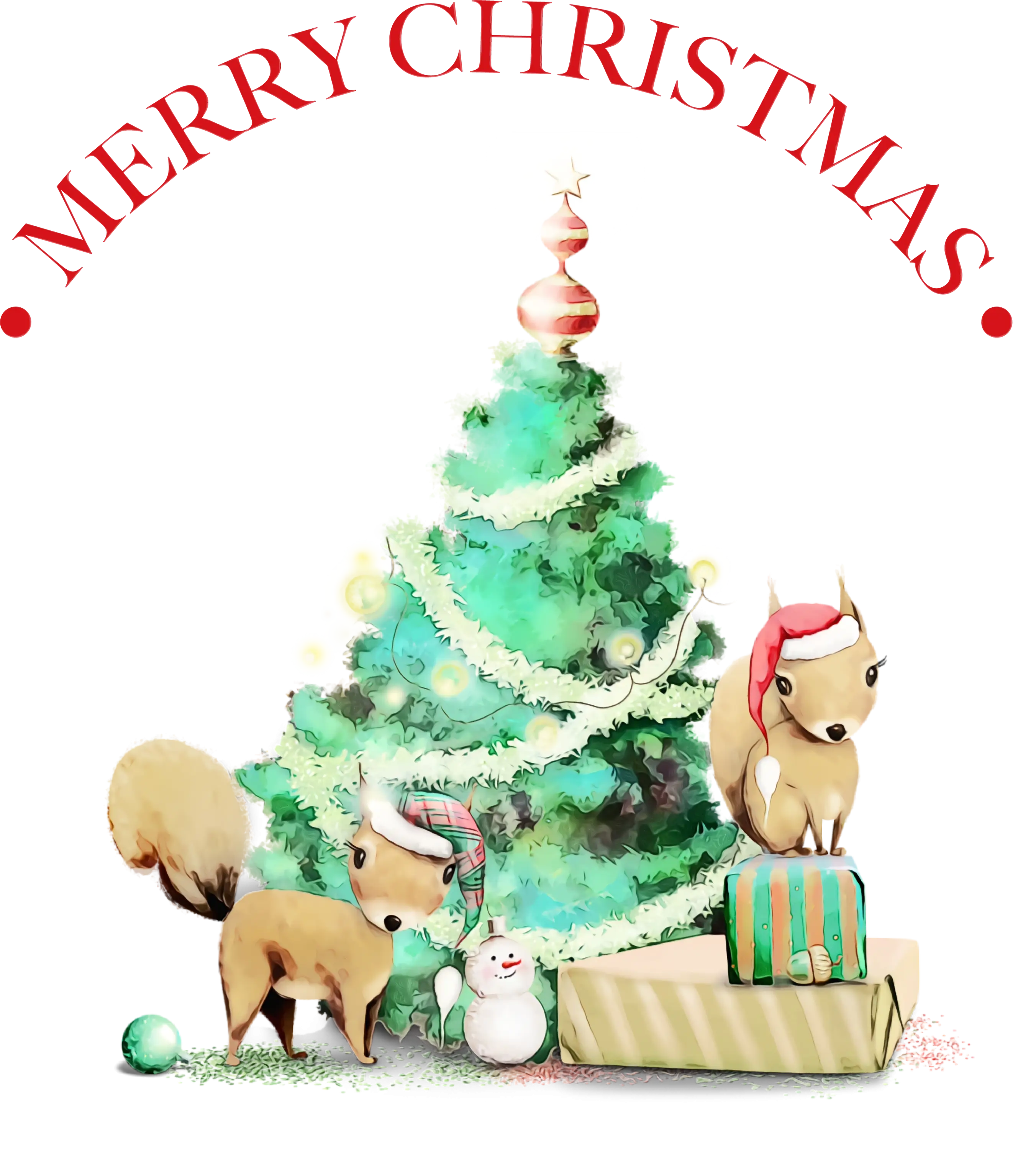 Decorated Christmas Tree with Gifts and Holiday Spirit