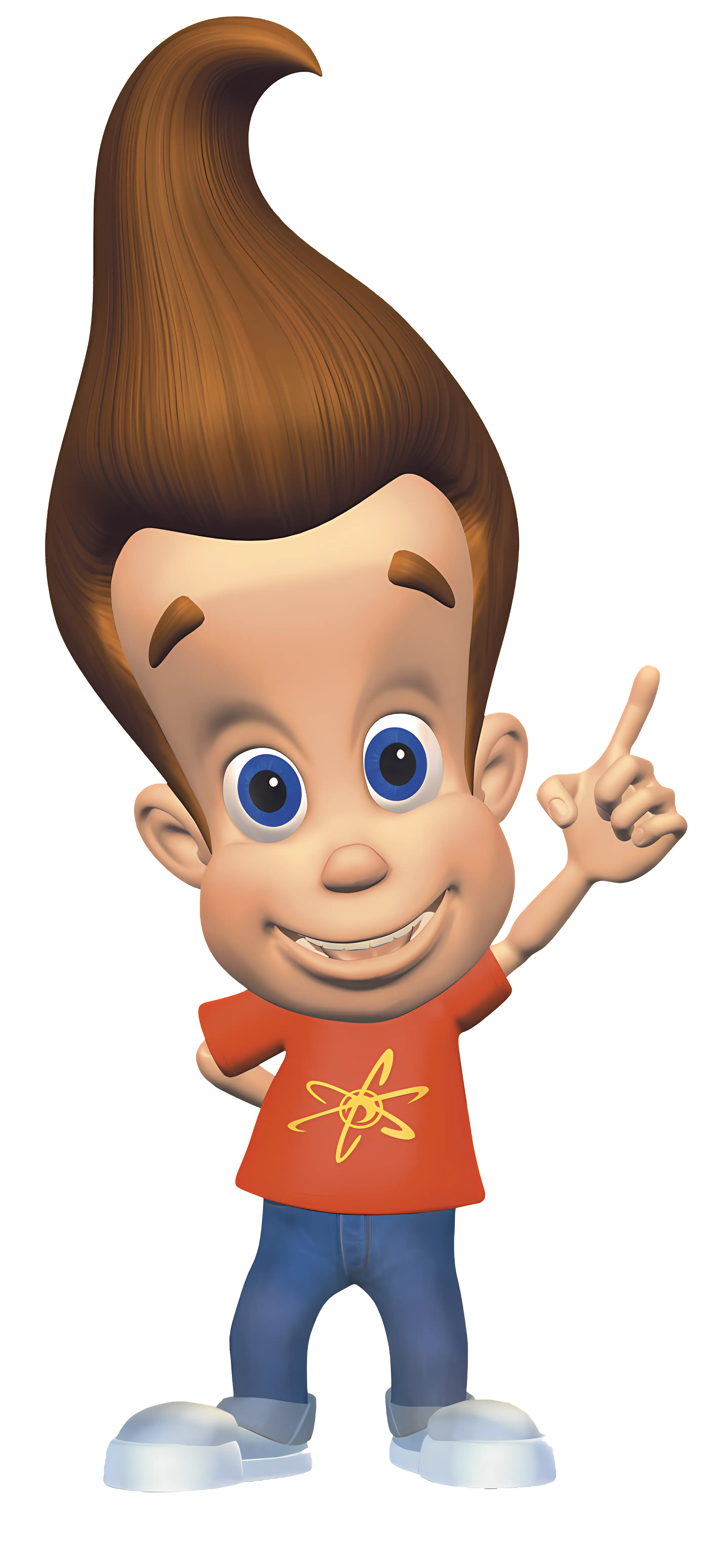Cartoon Boy Character Pointing Up
