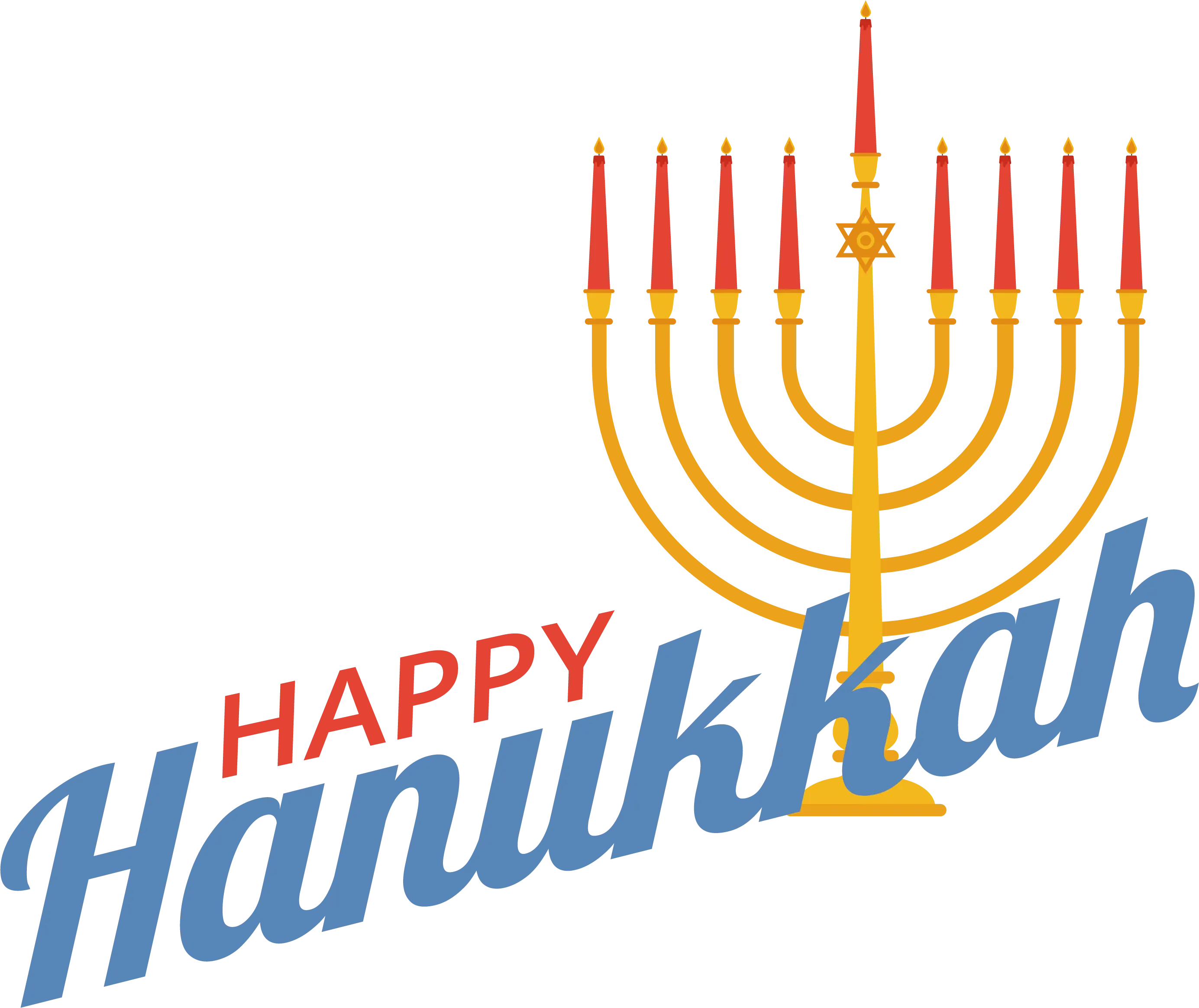 Golden Menorah with Red Candles for Hanukkah Greetings