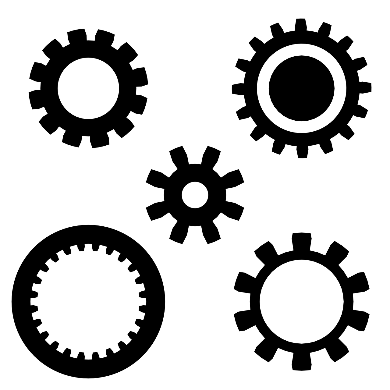 Multiple Black Gear Icons