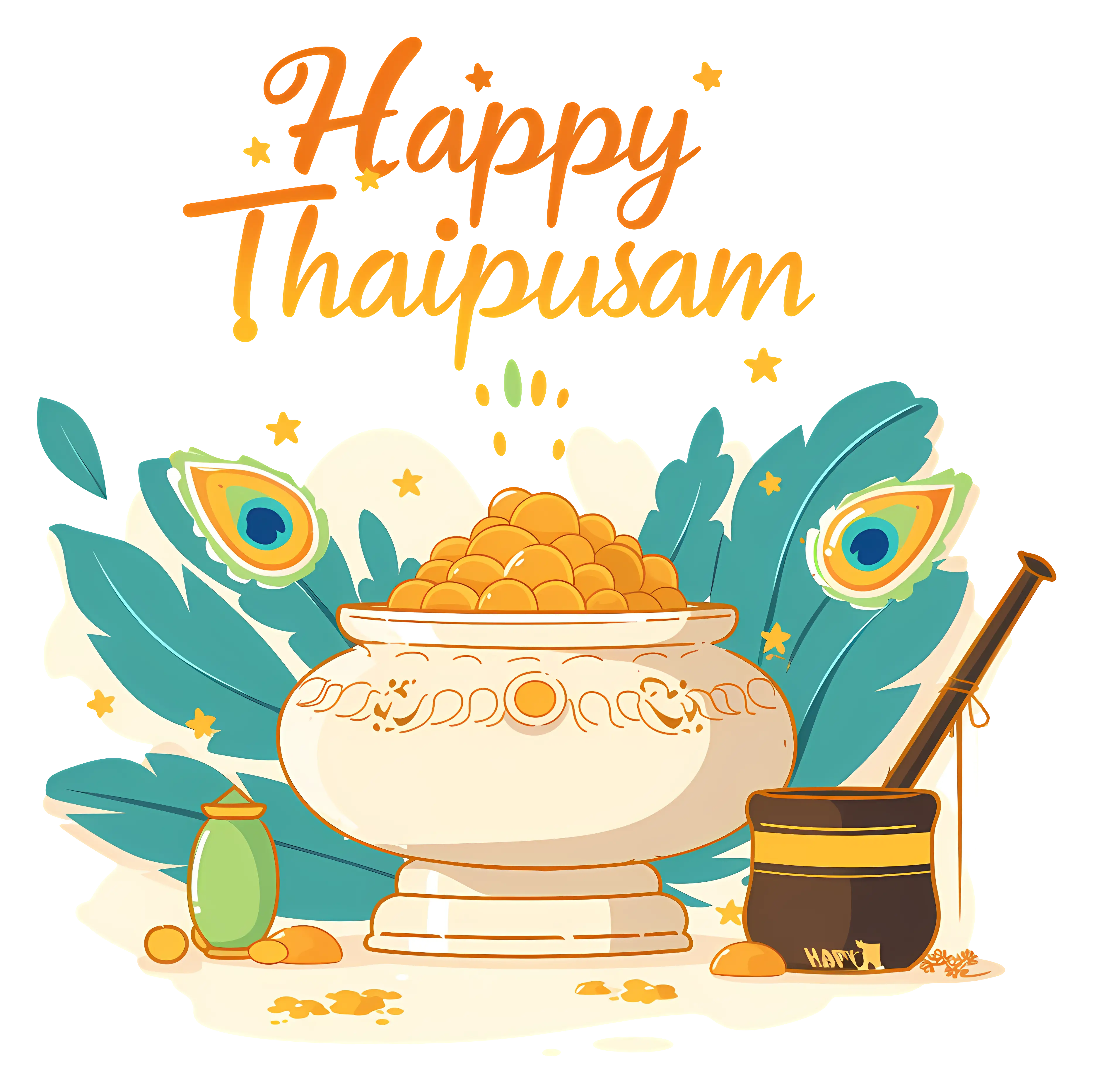 Happy Thaipusam Offering with Peacock Feathers