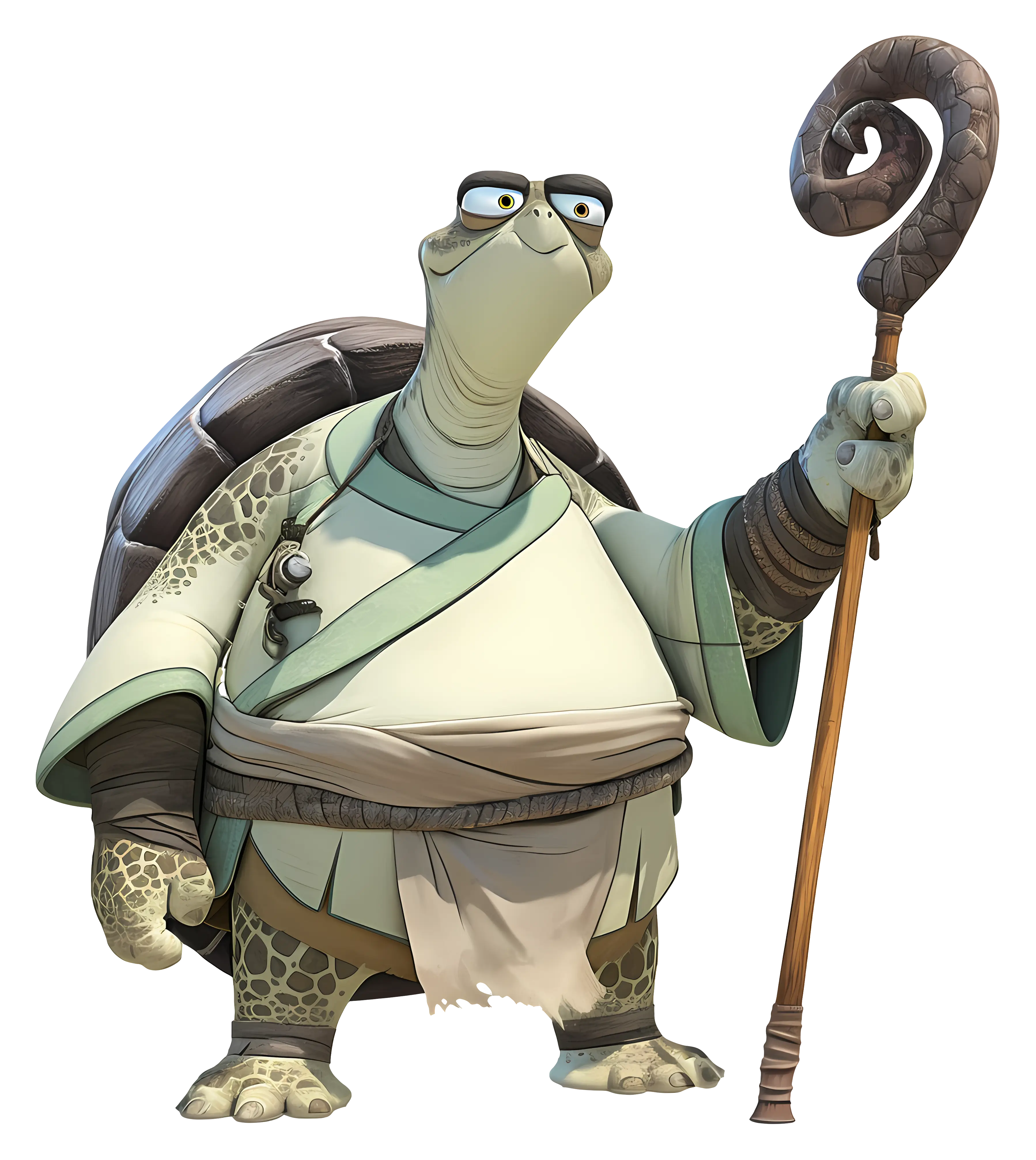 Cartoon Turtle With A Staff in Fantasy Style