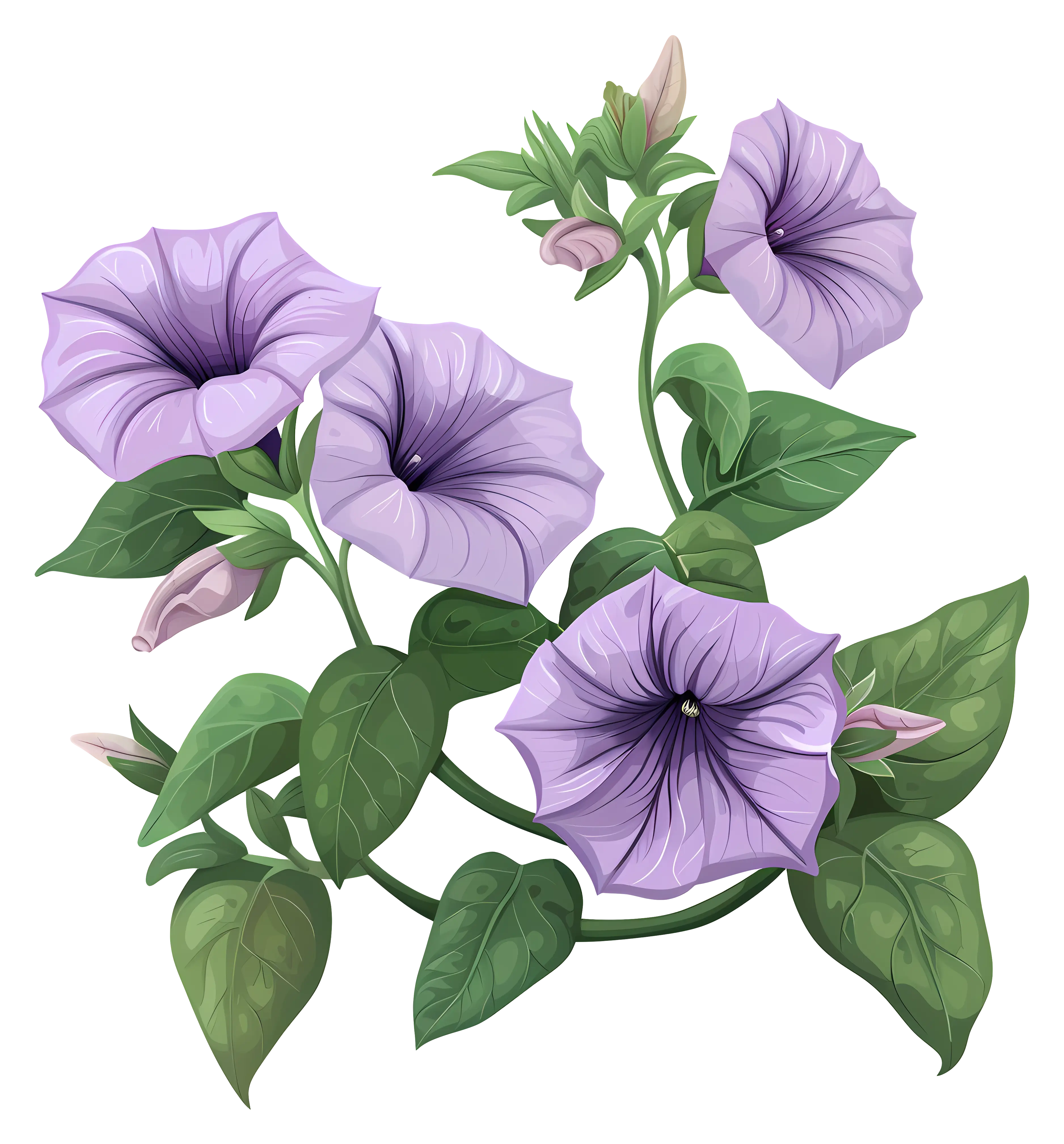 Purple Morning Glory Botanical Illustration