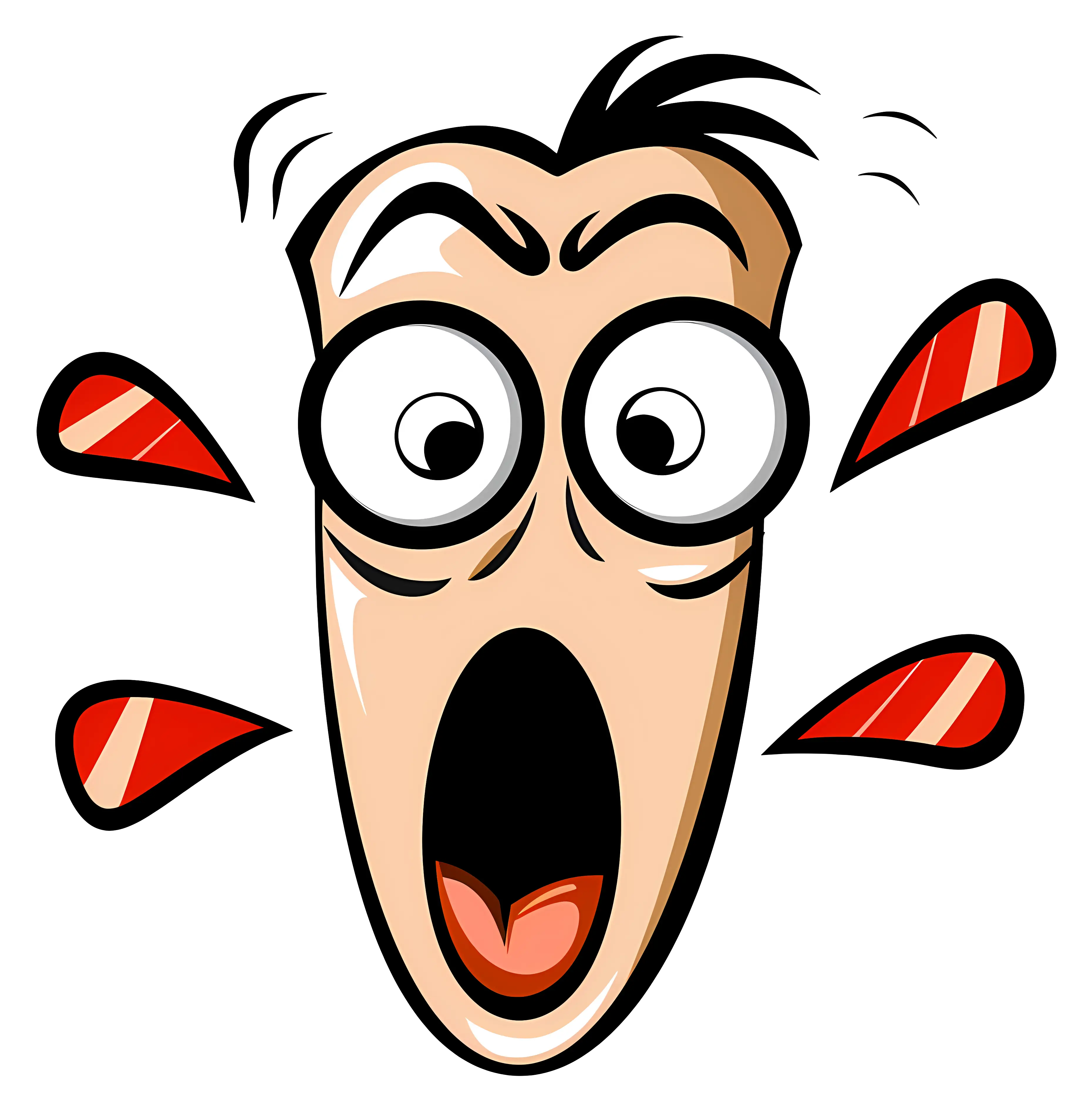 Cartoon Surprised Face with Wide Eyes and Open Mouth