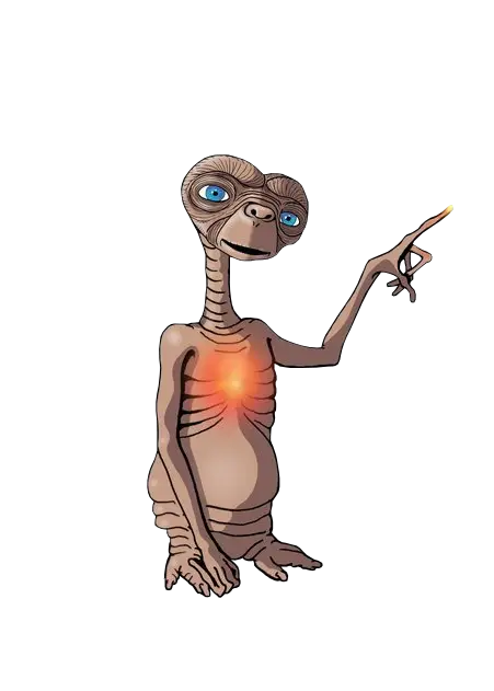ET Alien Character with Glowing Heart