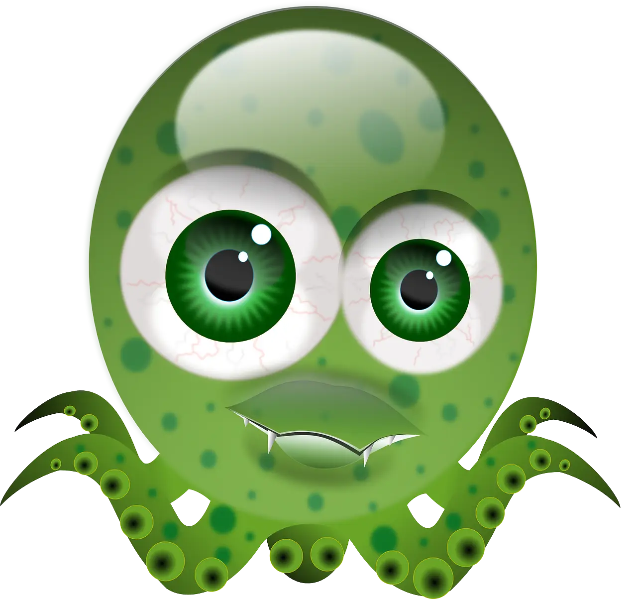 Cute Green Octopus Cartoon