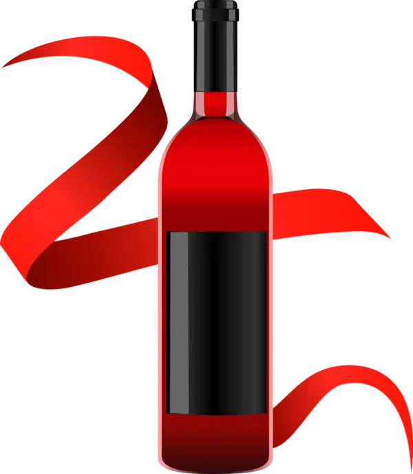 Red Wine Bottle with Festive Ribbon