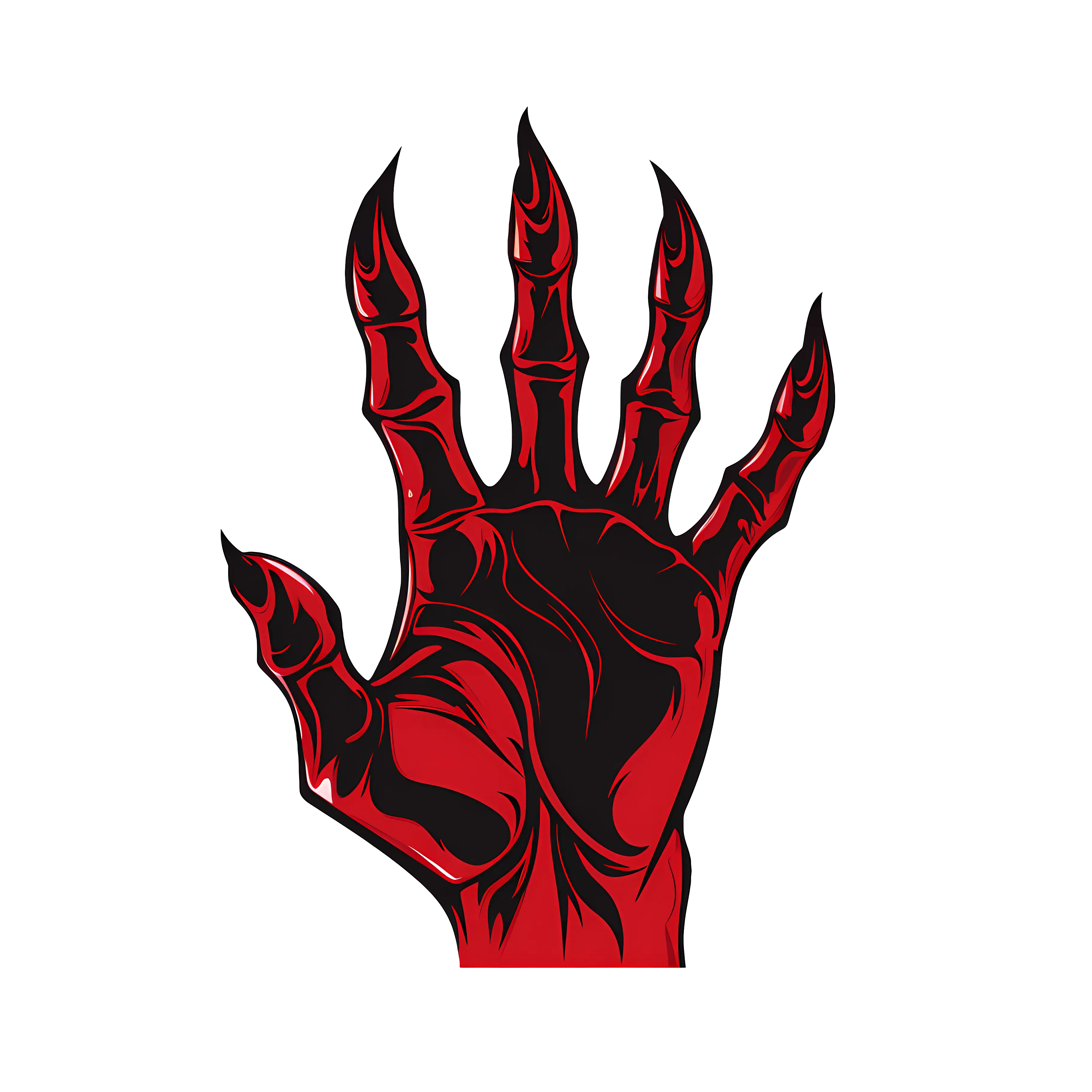 Illustration of a Red Monster Hand with Claws