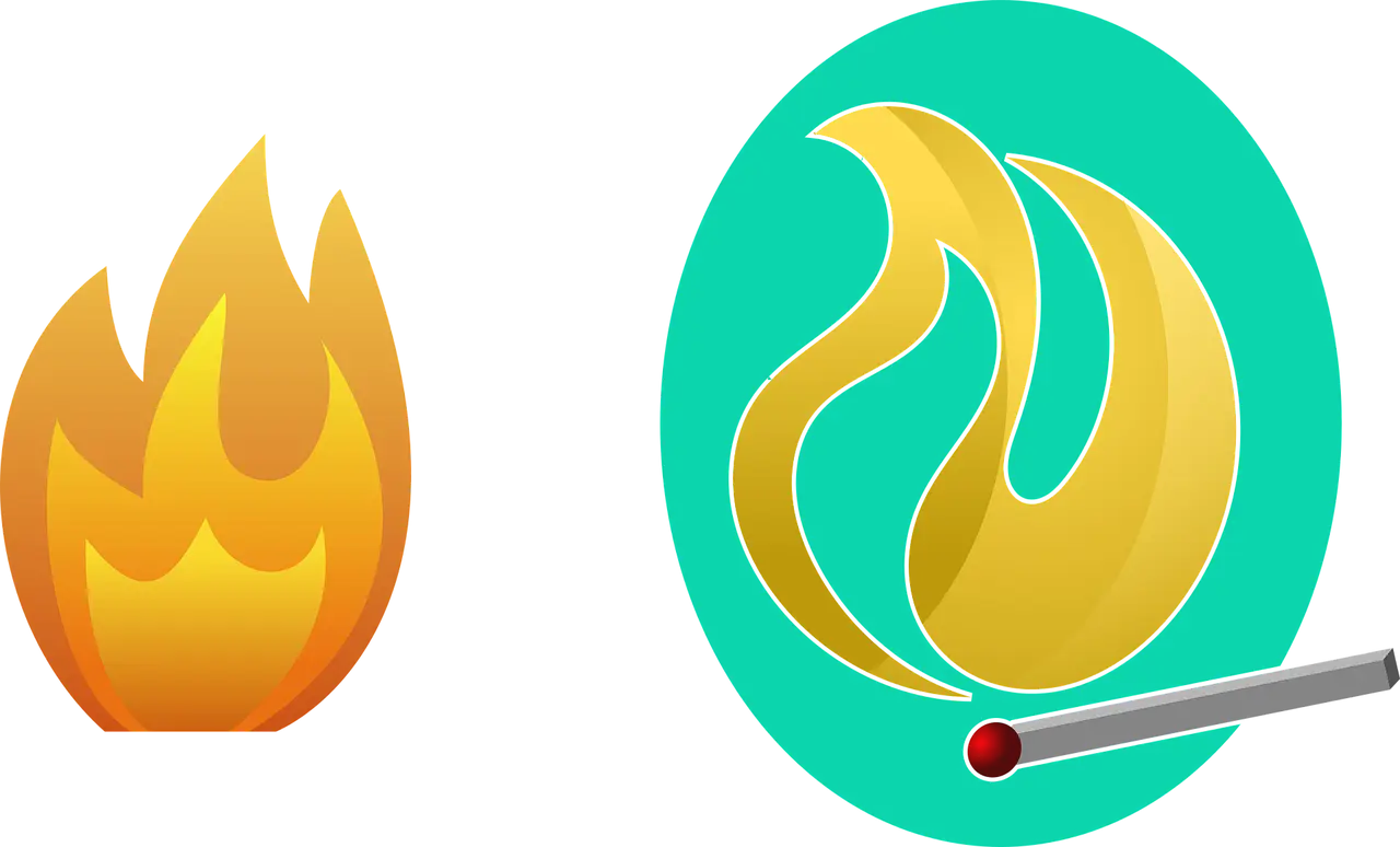 Fire and Match Logo Depicting a Fiery Flame