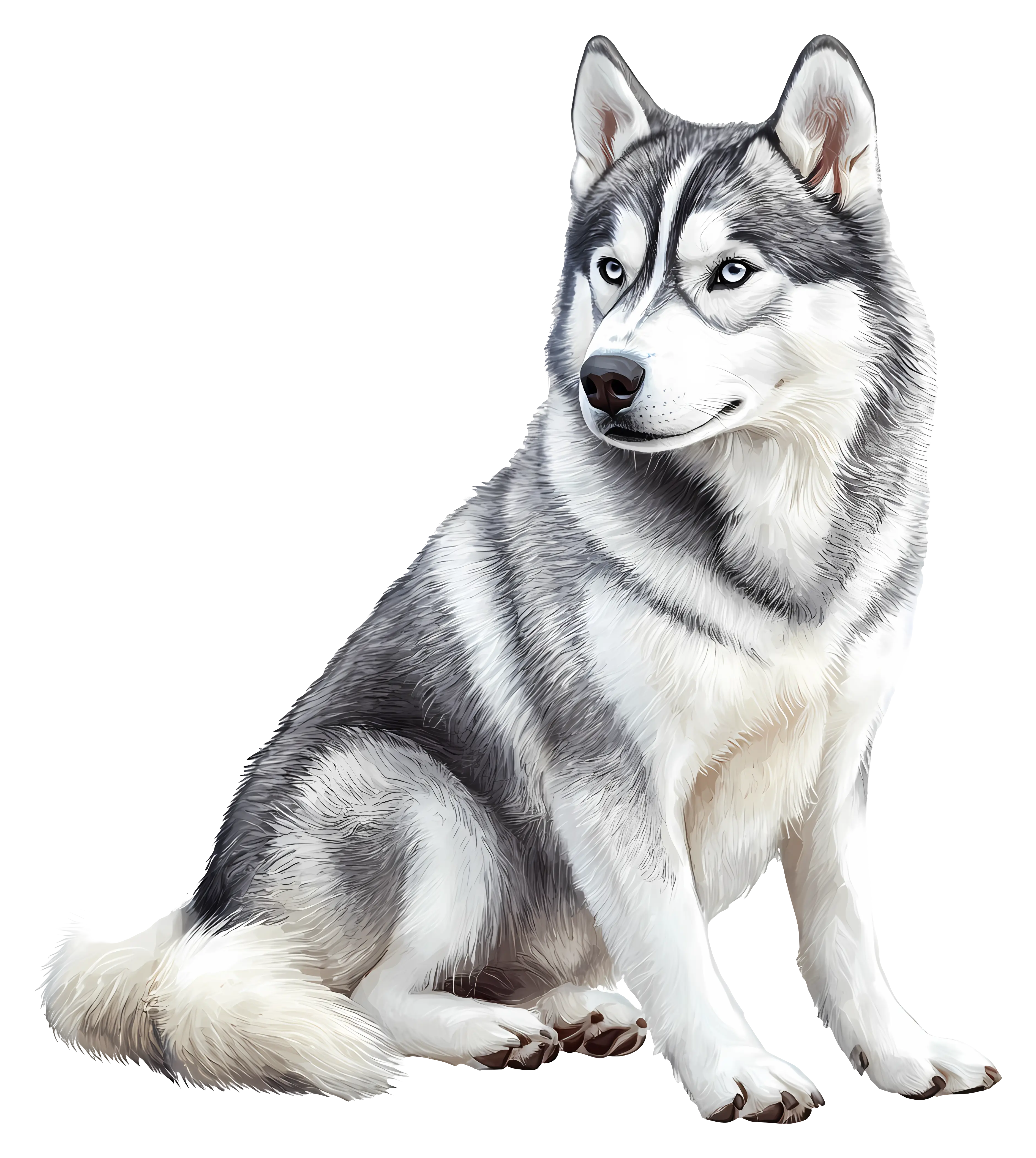 Sitting husky dog
