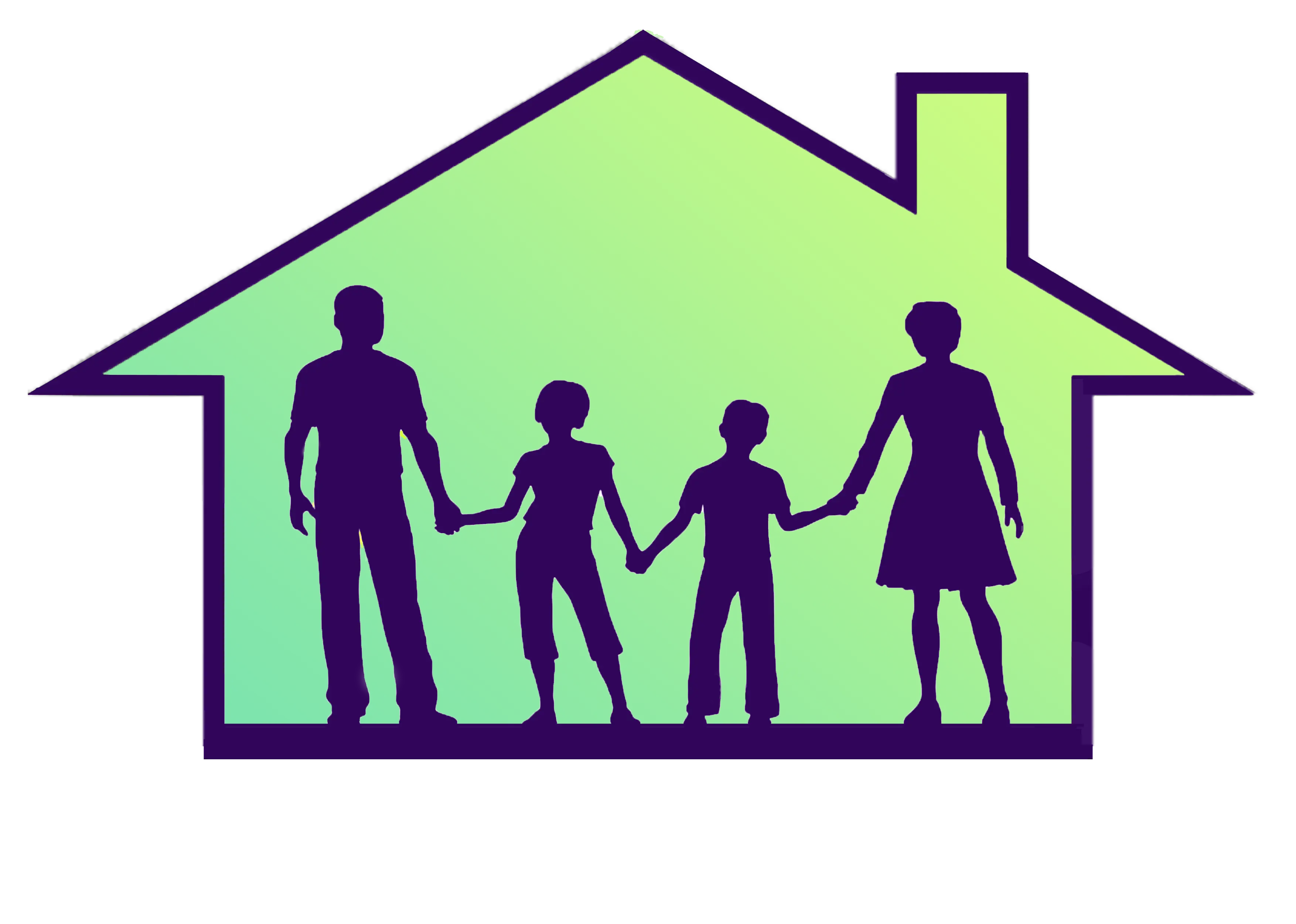 Family Silhouette in House Icon