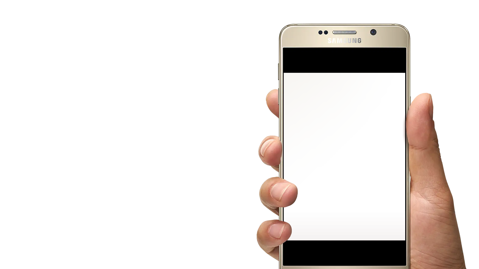 Person Holding Smartphone with Blank Screen