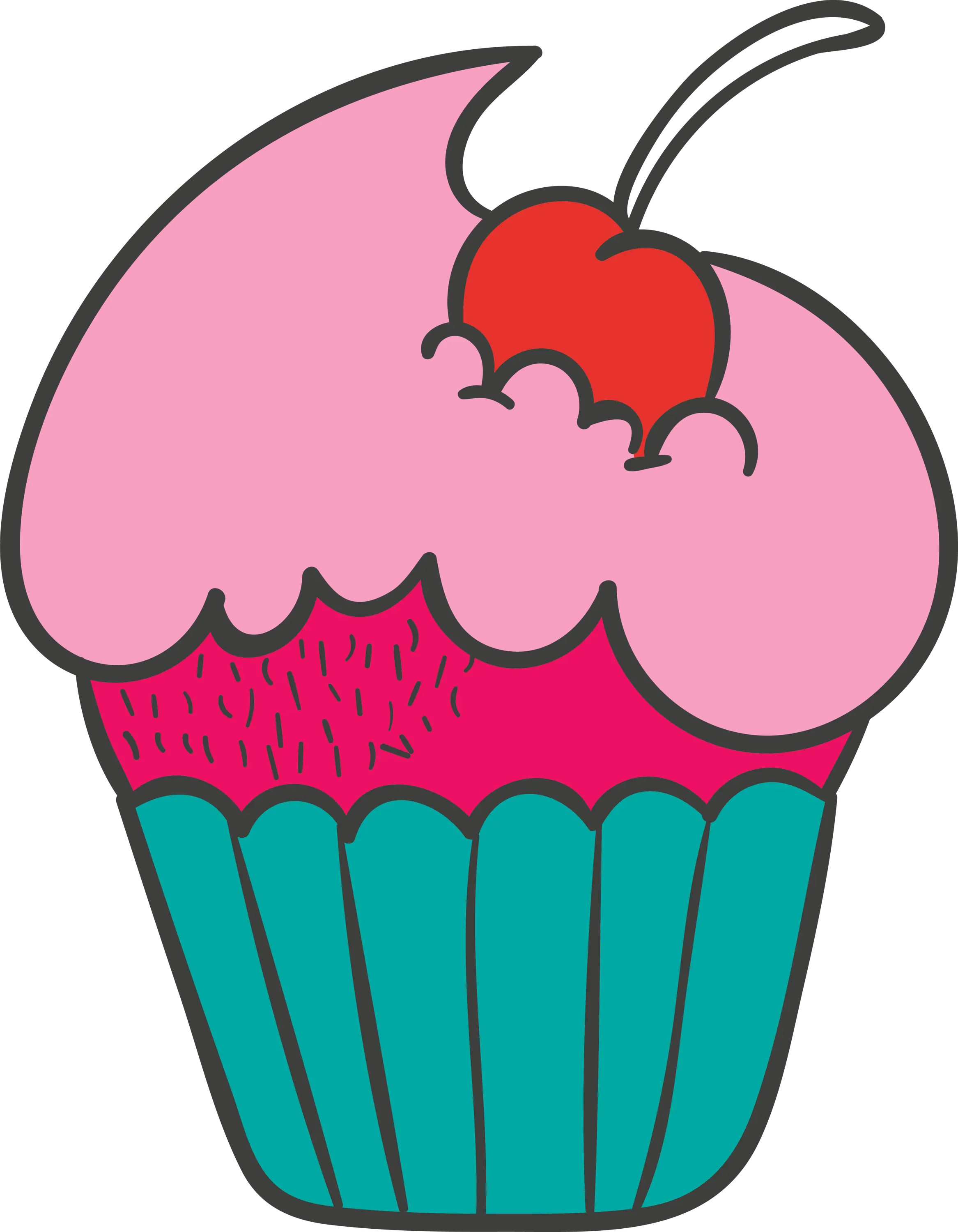 Cute Pink Cupcake with Cherry on Top