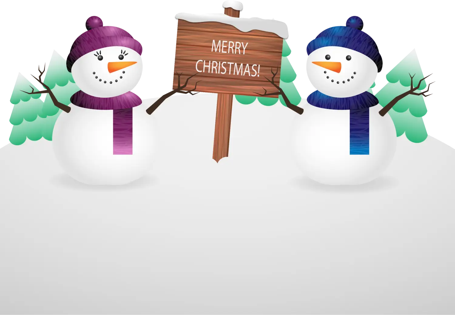 Christmas Snowmen with Merry Christmas Sign