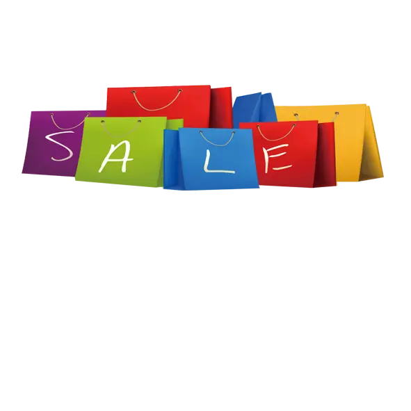 Colored Shopping Bags with Sale Text