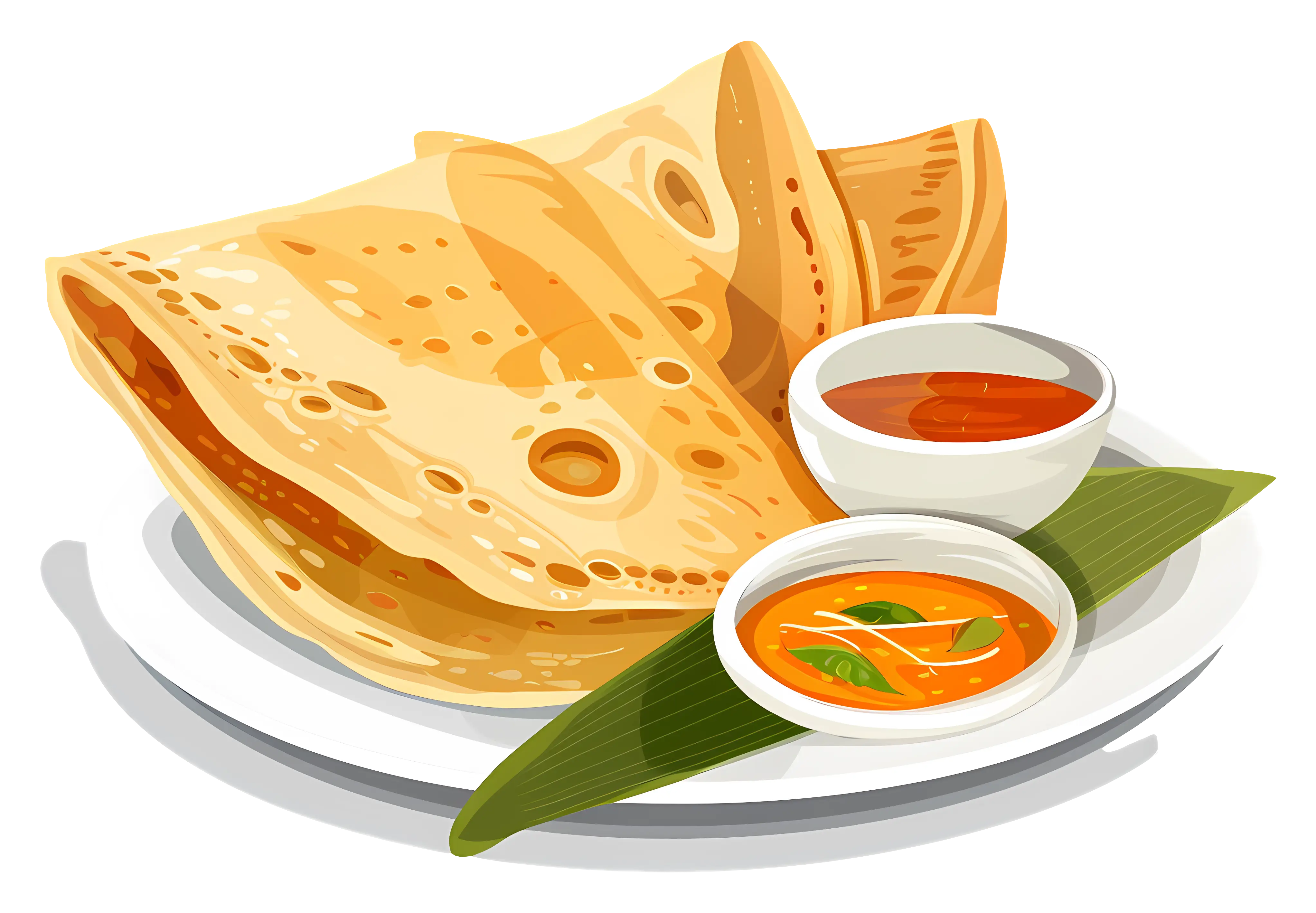 Traditional Indian Dosa with Sauces