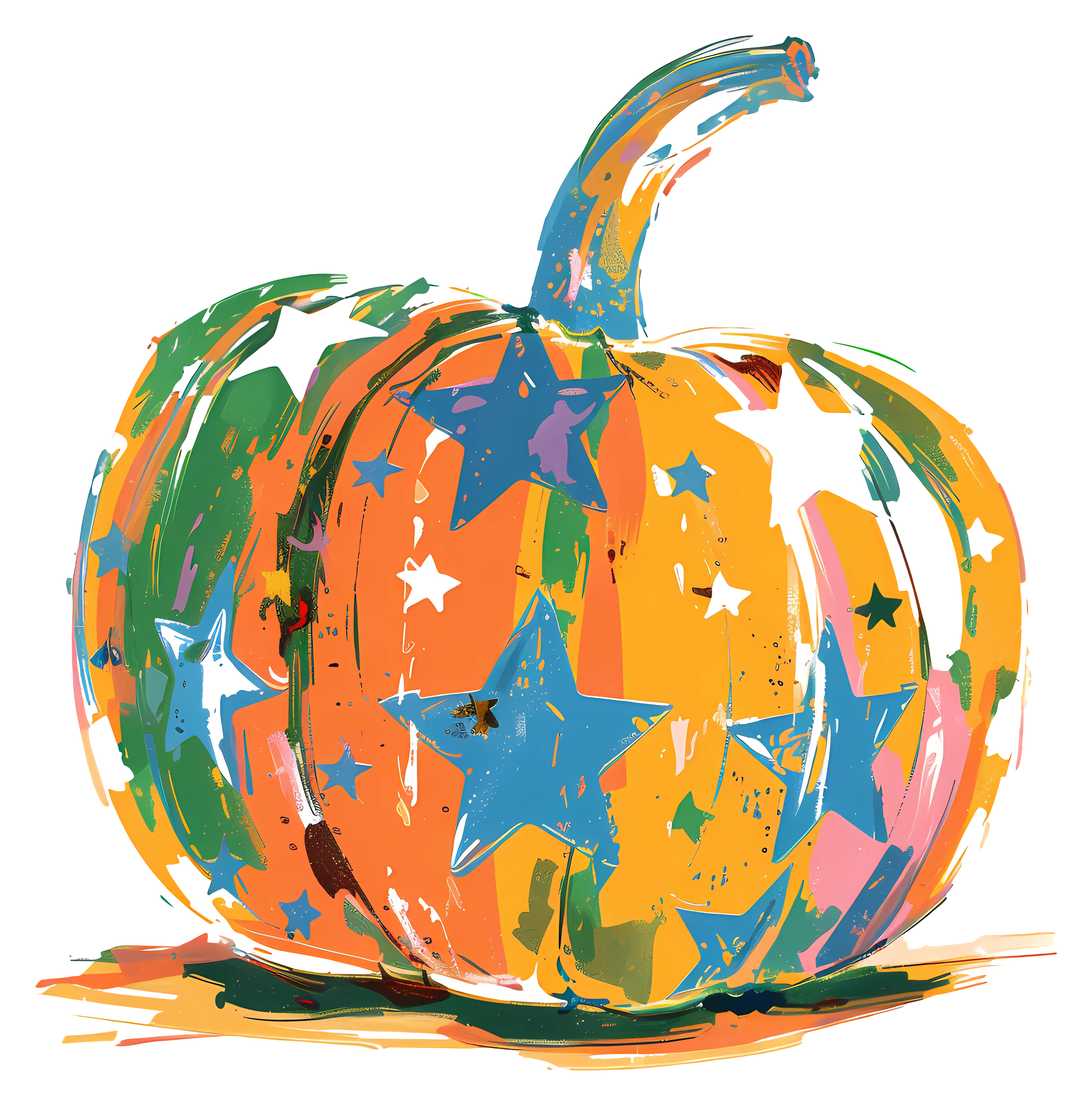 Colorful Pumpkin with Stars