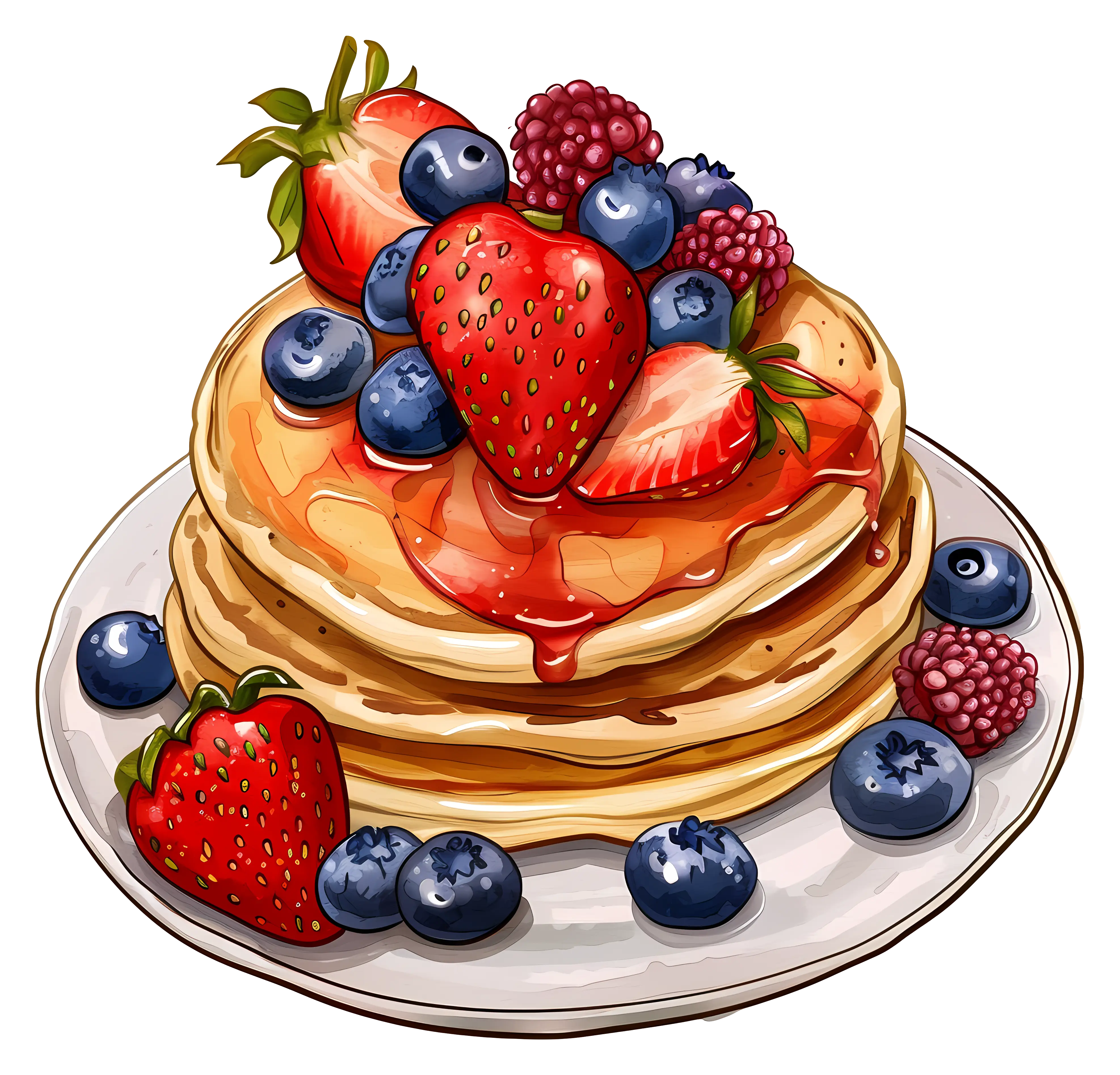 Pancakes with Berries and Syrup