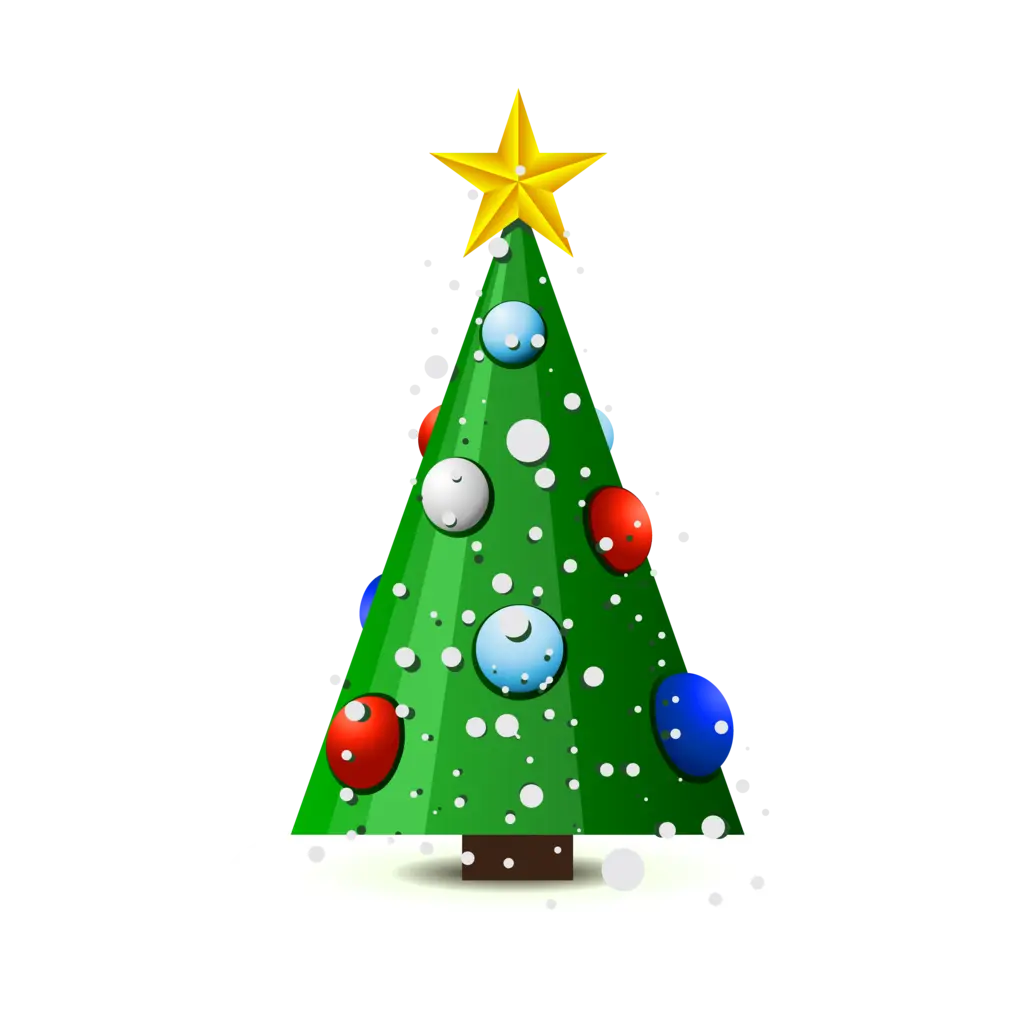 Decorated Christmas Tree with Star Topper