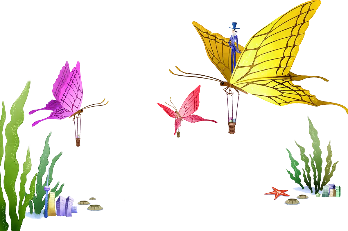 Fantasy Butterflies with Hot Air Balloons