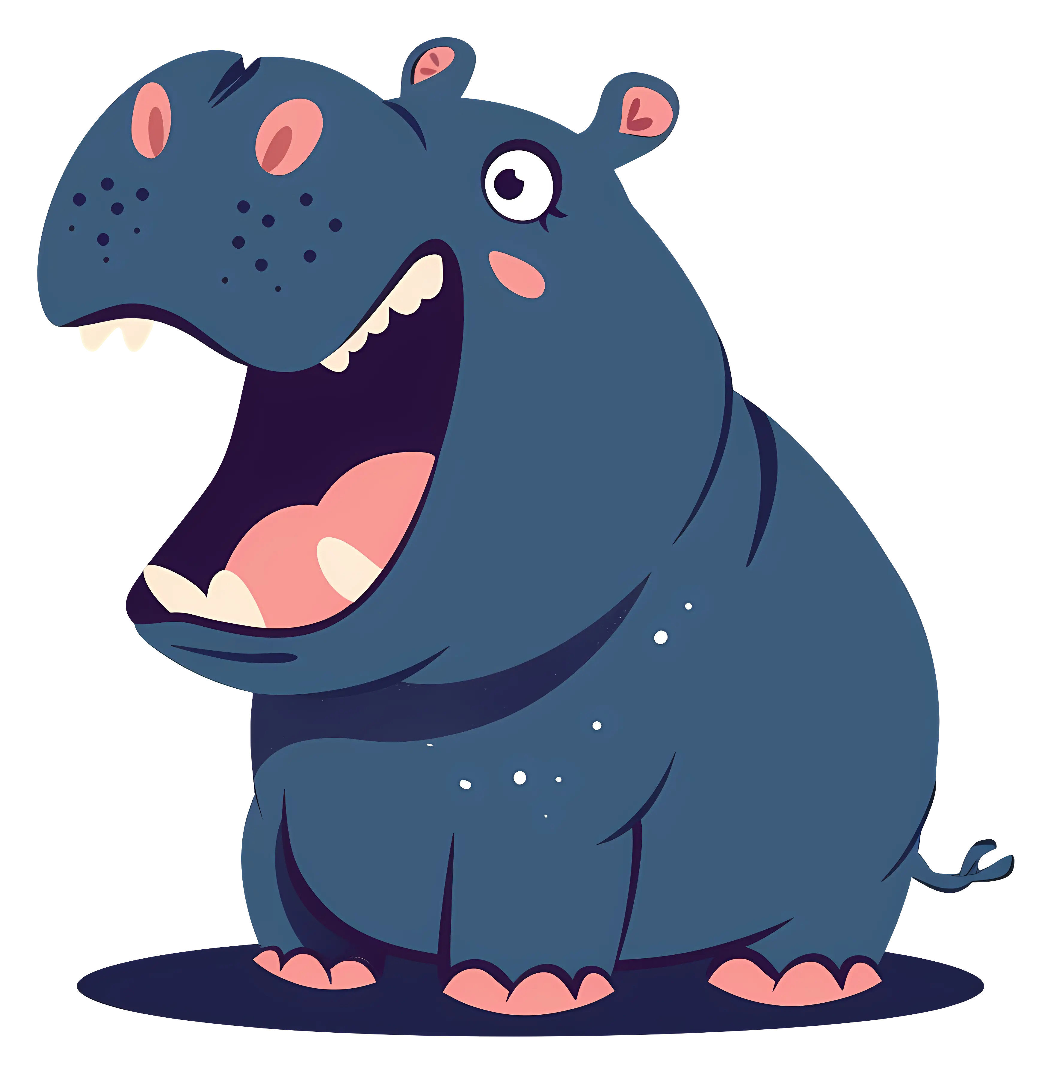 Cute Blue Hippo Cartoon