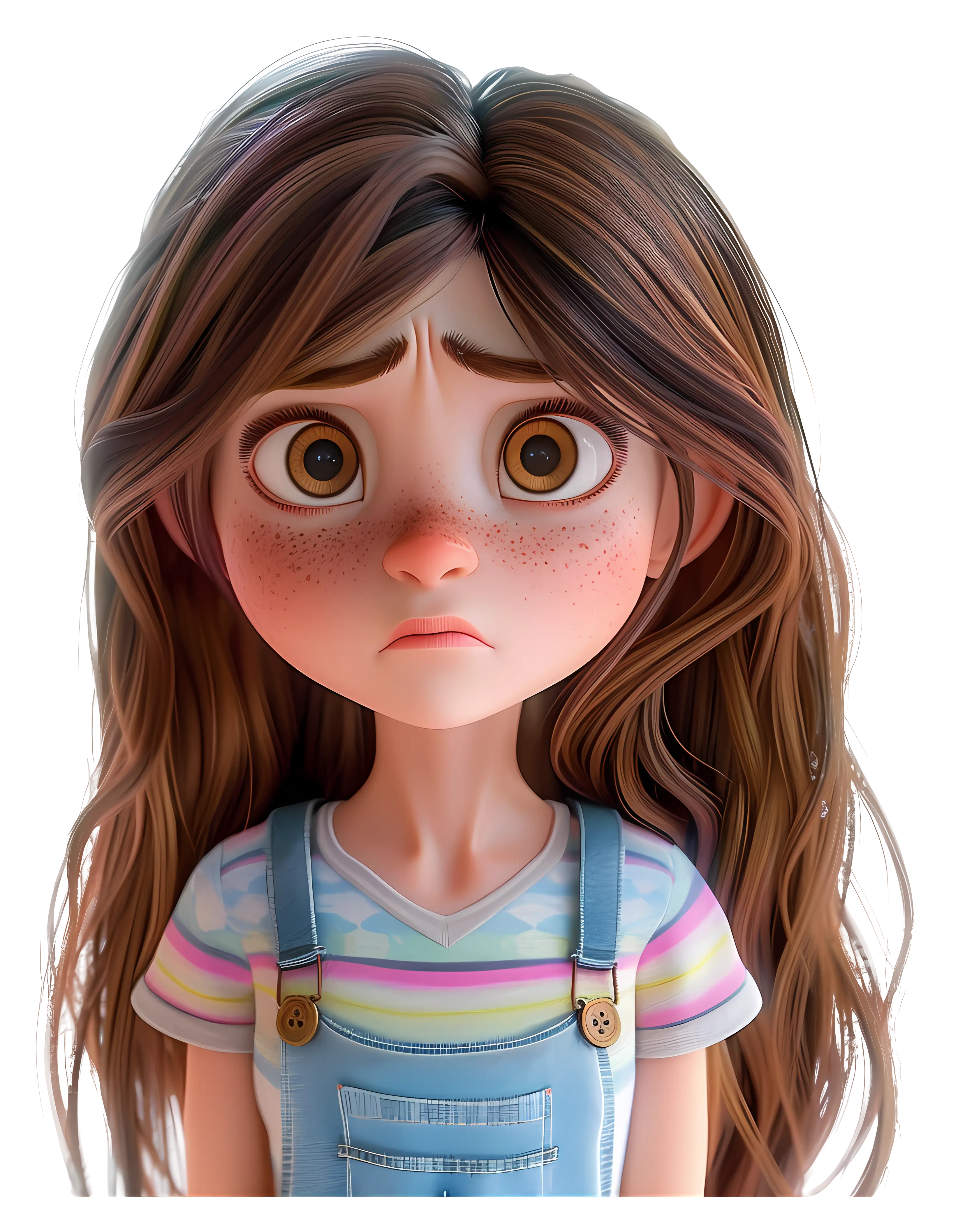 Worried Cartoon Girl Character Illustration