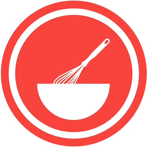 Cooking Mixing Icon with Whisk and Bowl