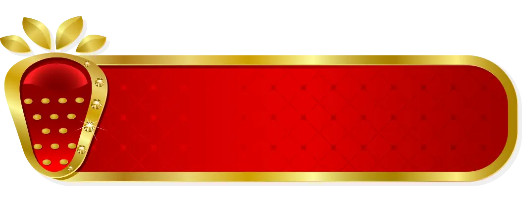 Elegant Red and Gold Banner with Strawberry