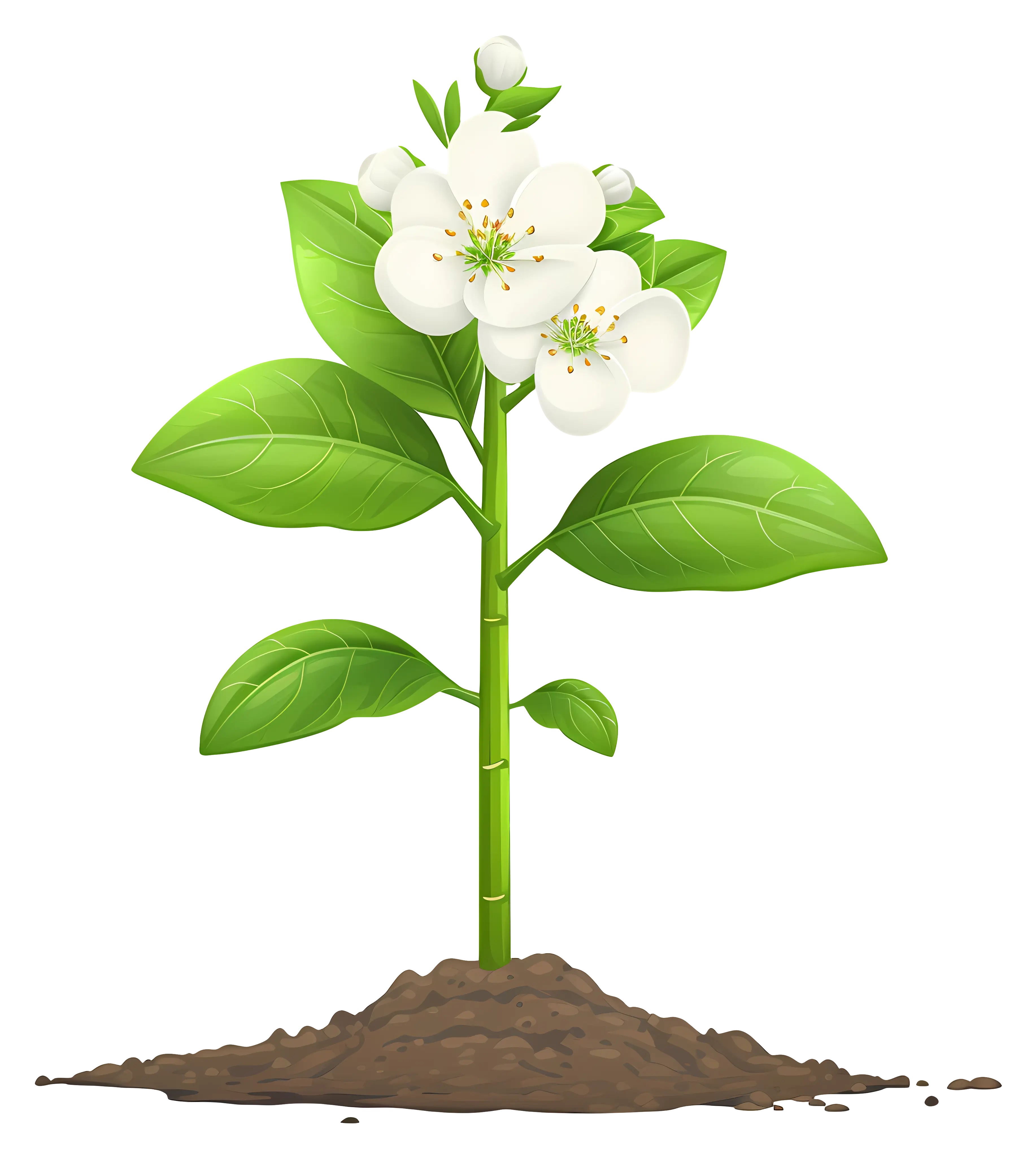 White Flower Blooming in Soil