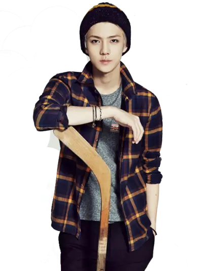 Young Person in Casual Flannel and Beanie