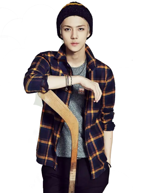 Young Person in Casual Flannel and Beanie