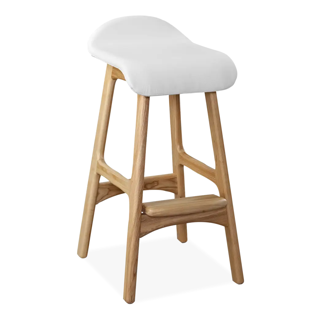 Modern Wooden Stool with White Cushion