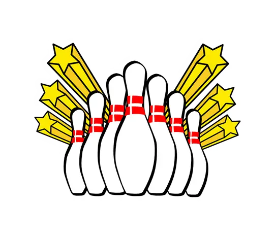 Bowling Pins with Starburst Design