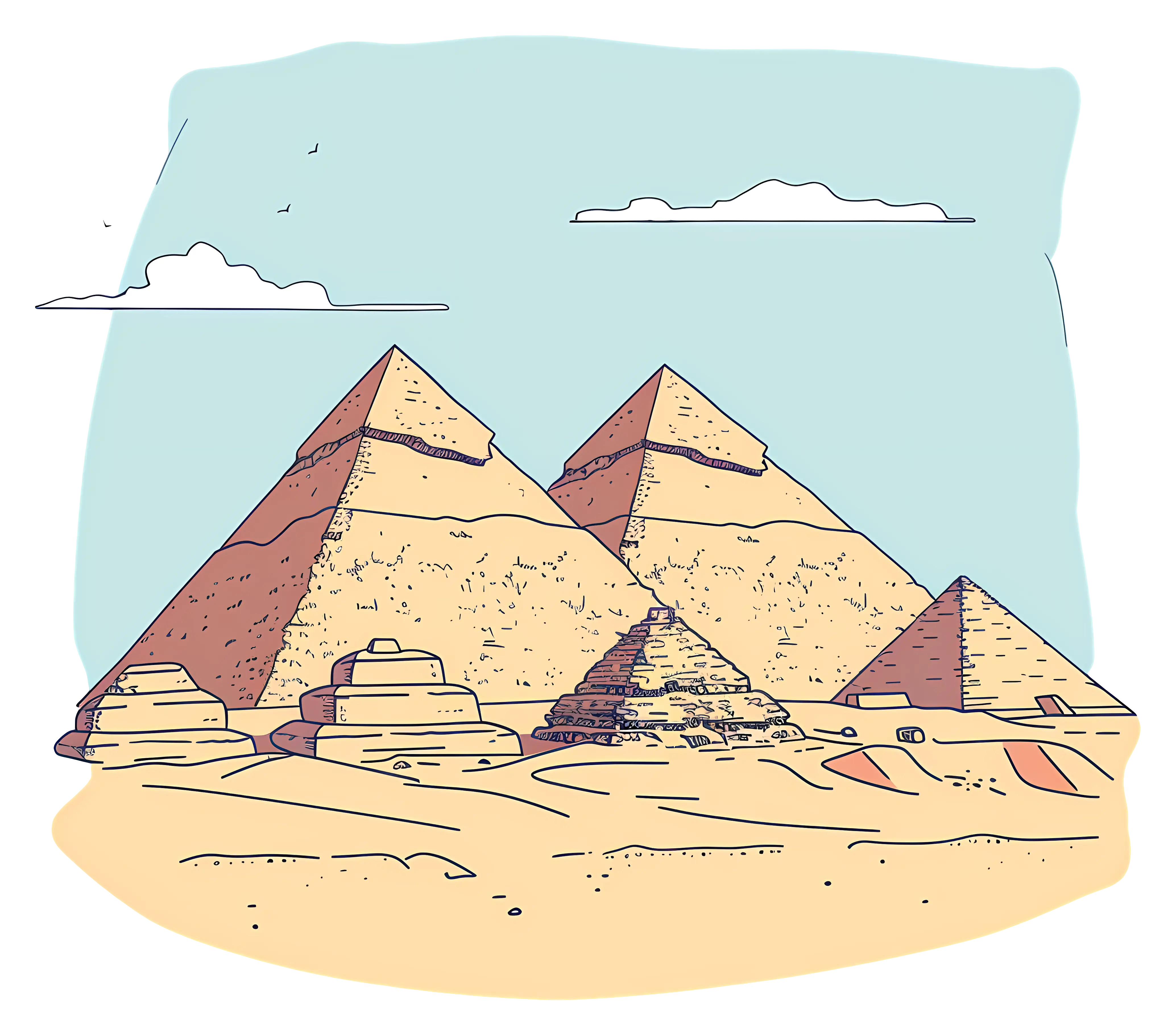 Illustration of Egyptian Pyramids
