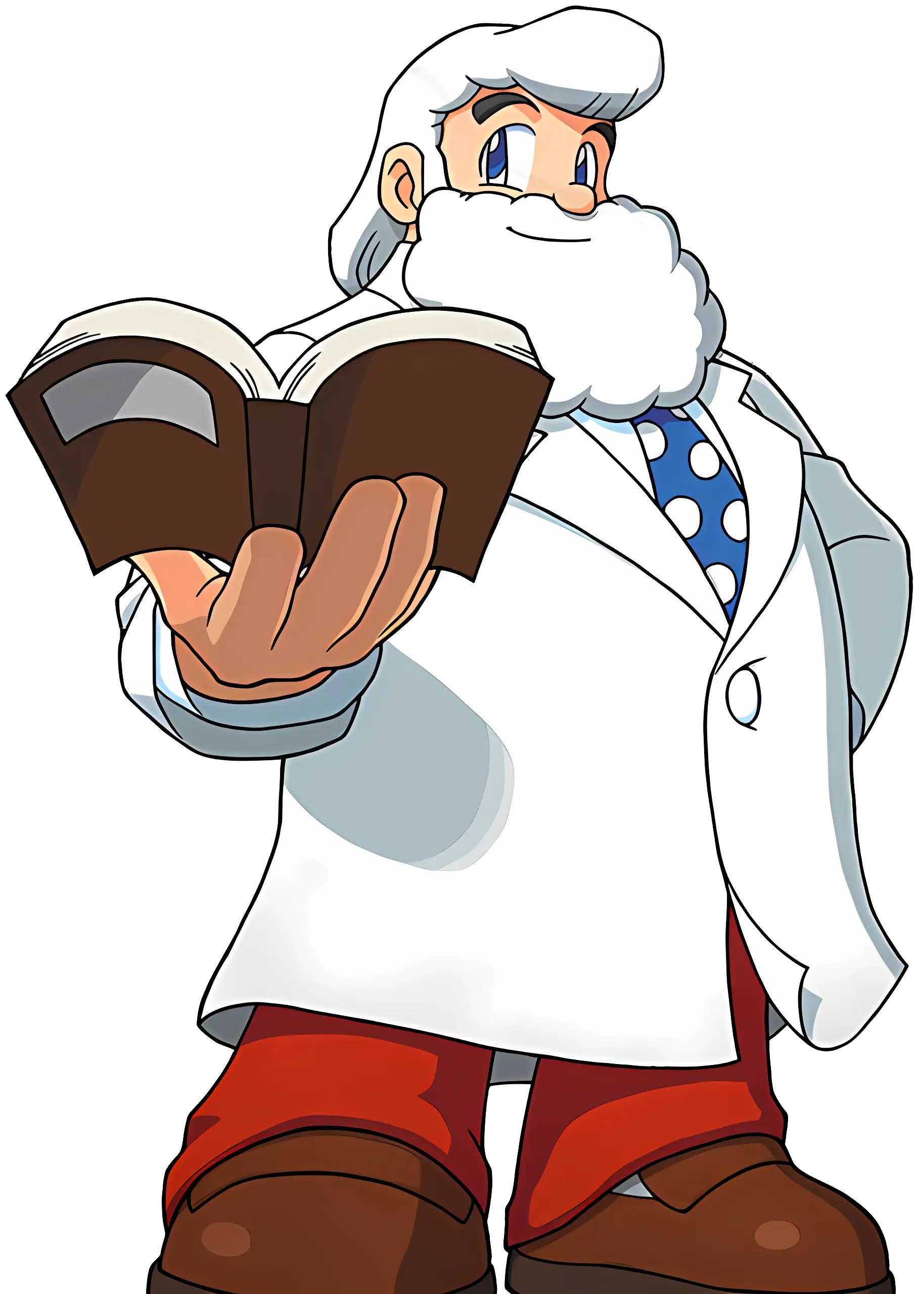 White Bearded Man in Lab Coat Holding Book