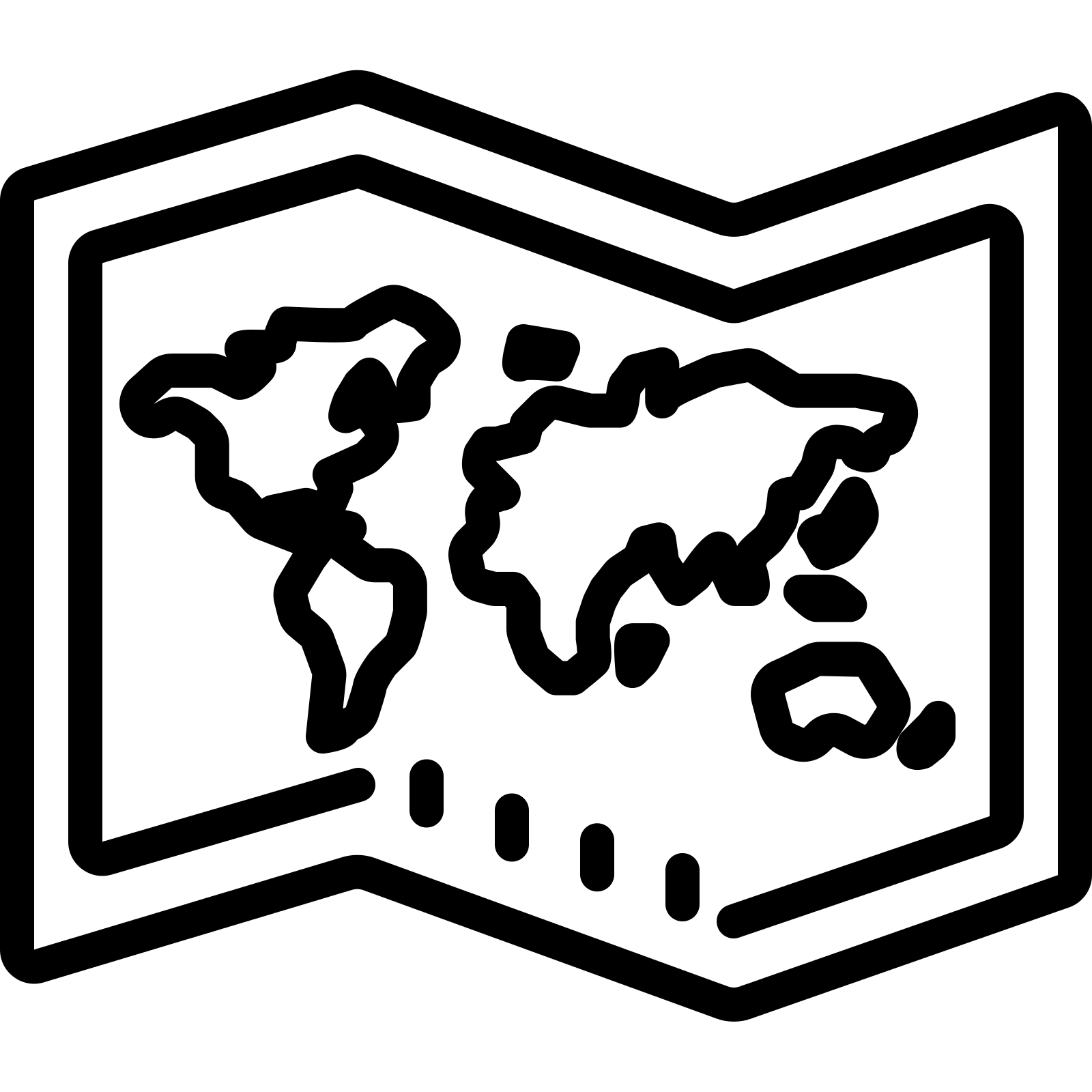Black World Map Icon Illustration